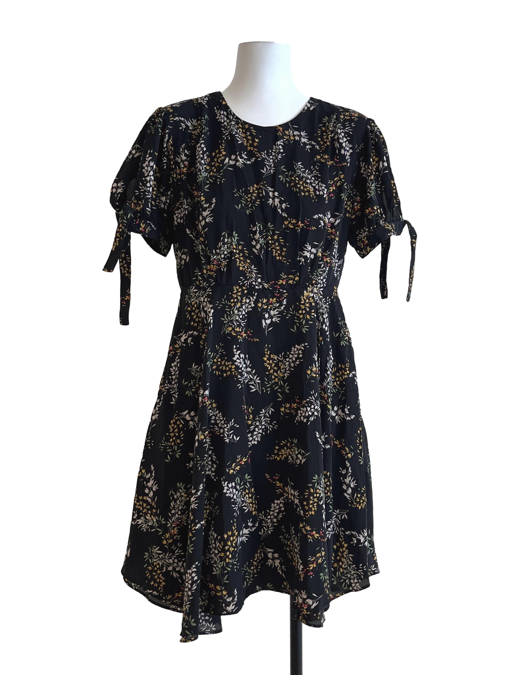Jade Black Floral Printed Loop Mini Dress TCL