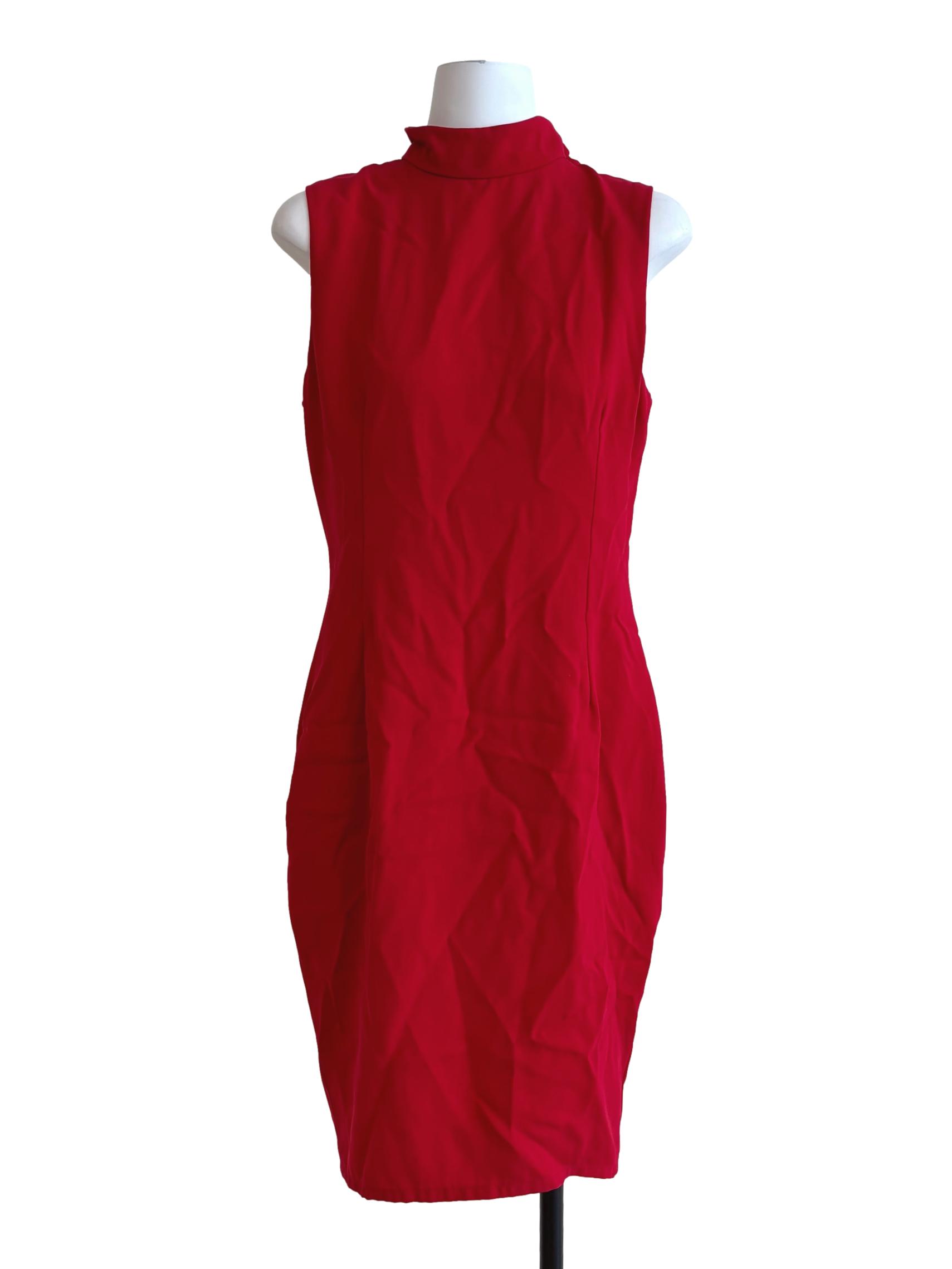 Fire Red Sleeveless Pencil Dress