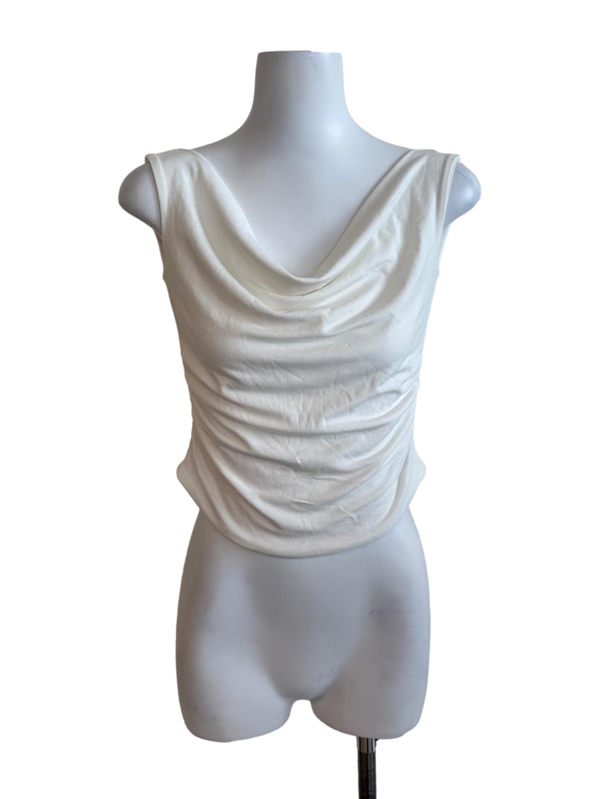Pearl White Cowl Drape Top