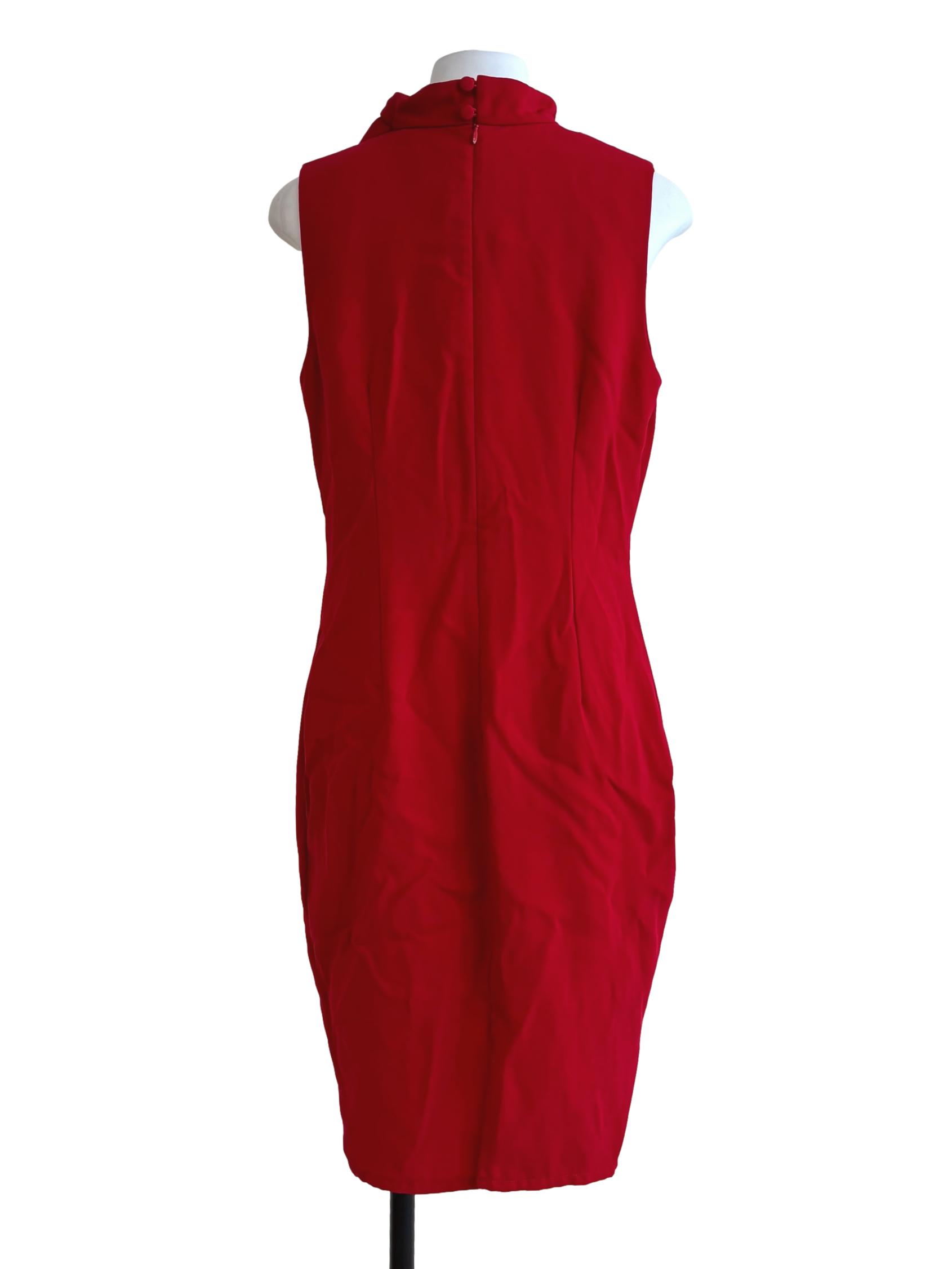 Fire Red Sleeveless Pencil Dress