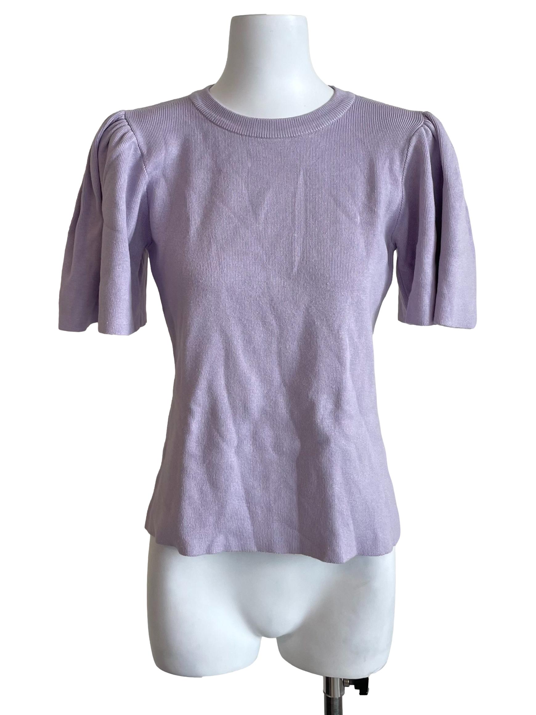 Pastel Purple Butterfly Sleeves Knit Top