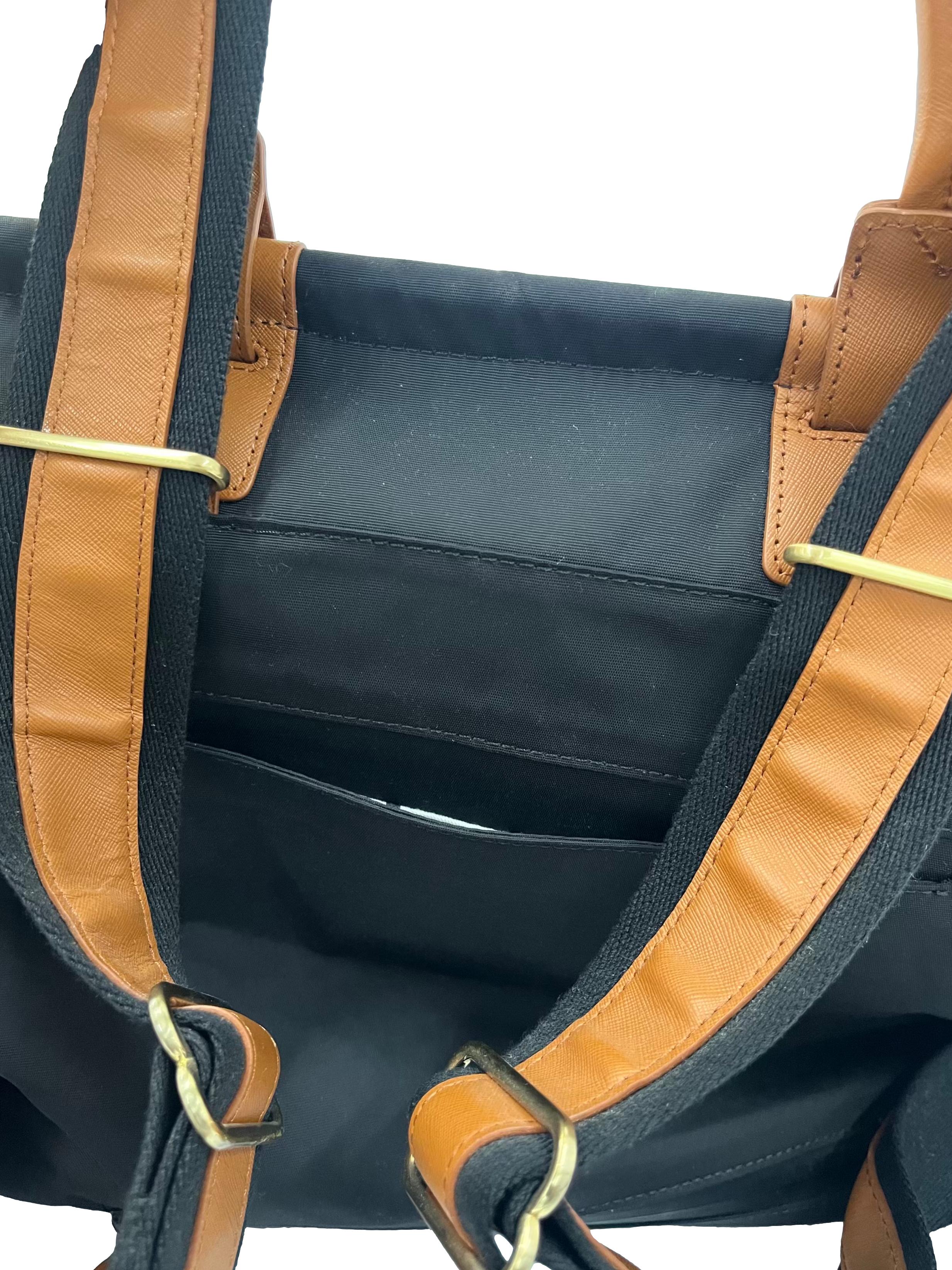 Black Nylon Work/Diaper Bag Backpack With Detachable Straps CSN