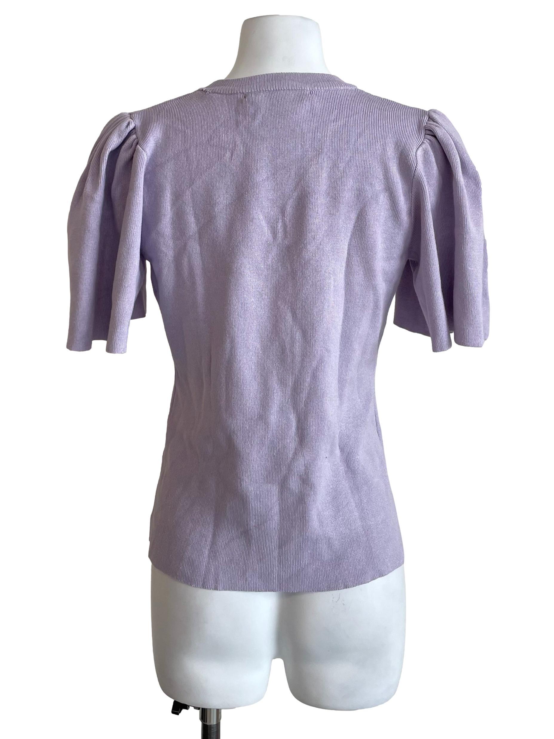 Pastel Purple Butterfly Sleeves Knit Top