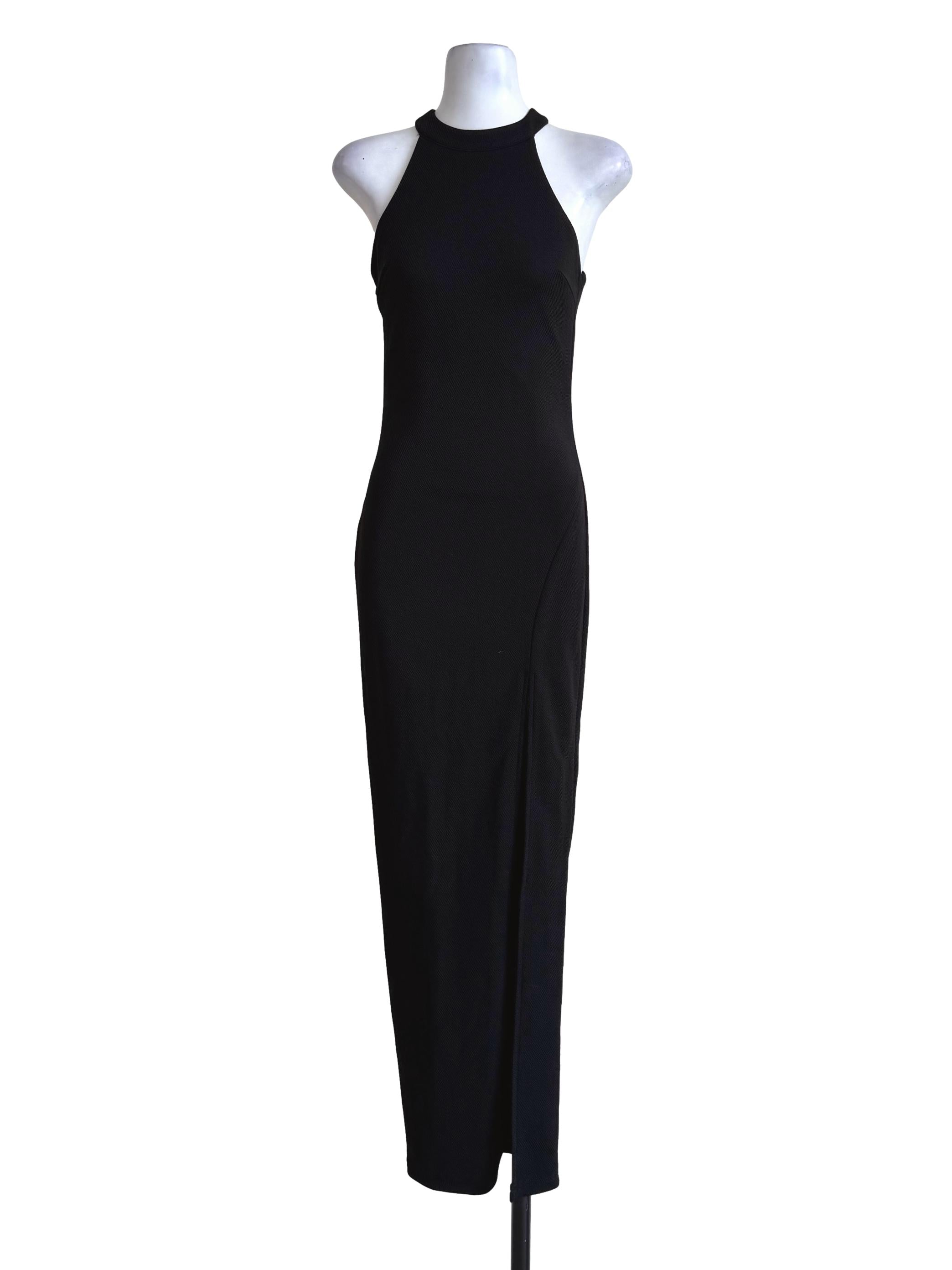 Metal Black Bare Back Bodycon Dress