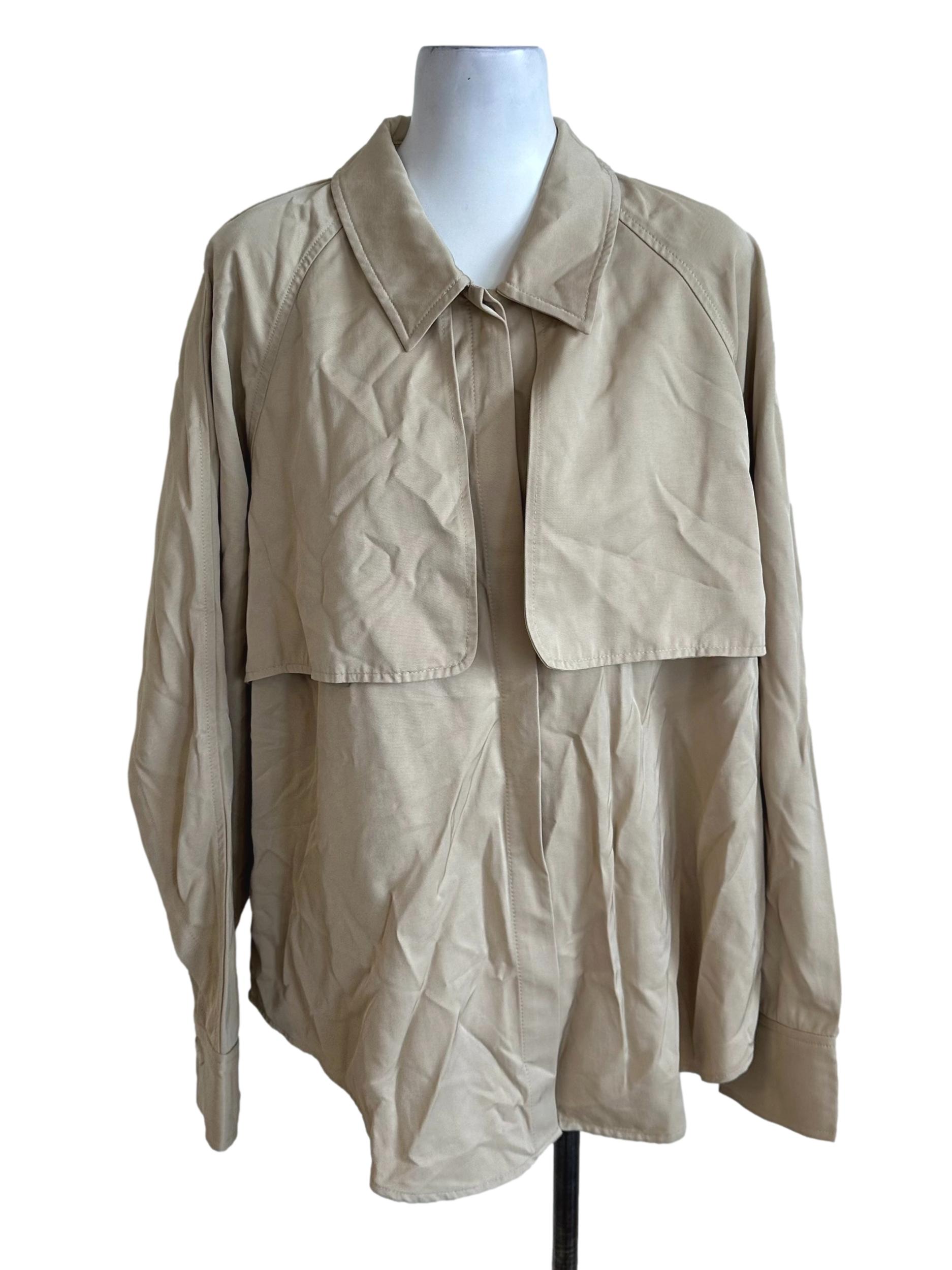 Khaki Brown Collar Cape Long Sleeve Top