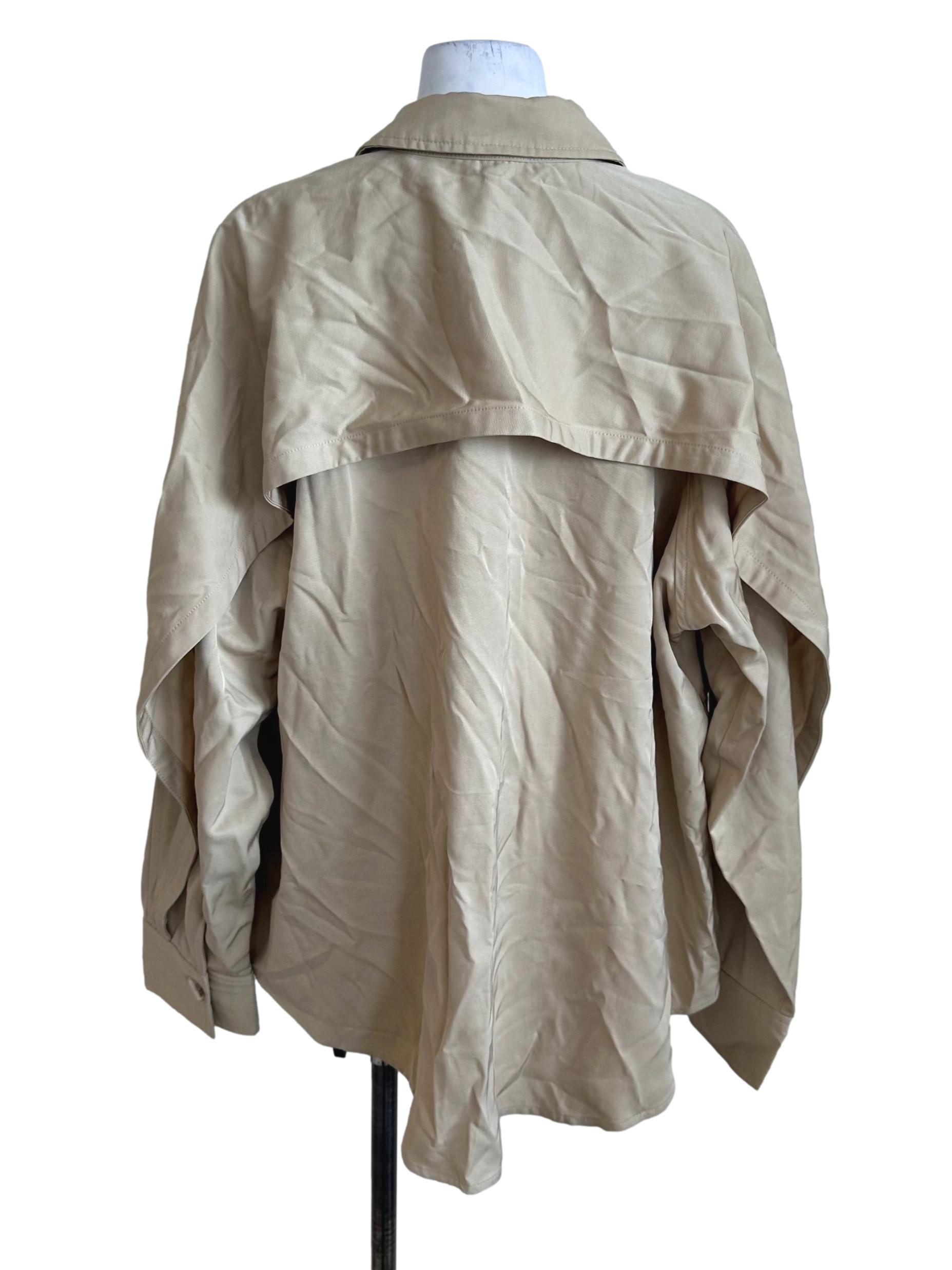Khaki Brown Collar Cape Long Sleeve Top
