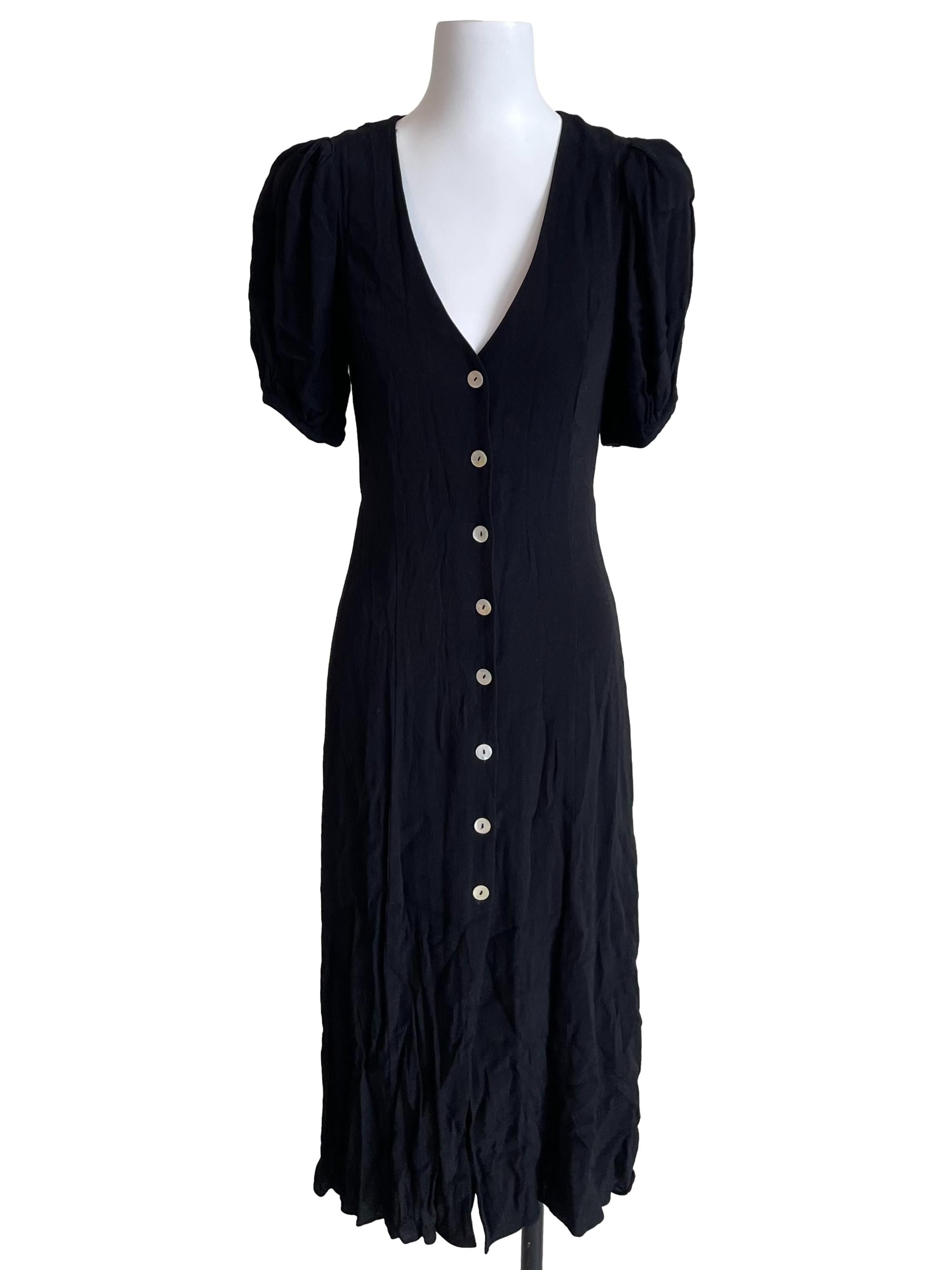Black Juliet V Neck Dress