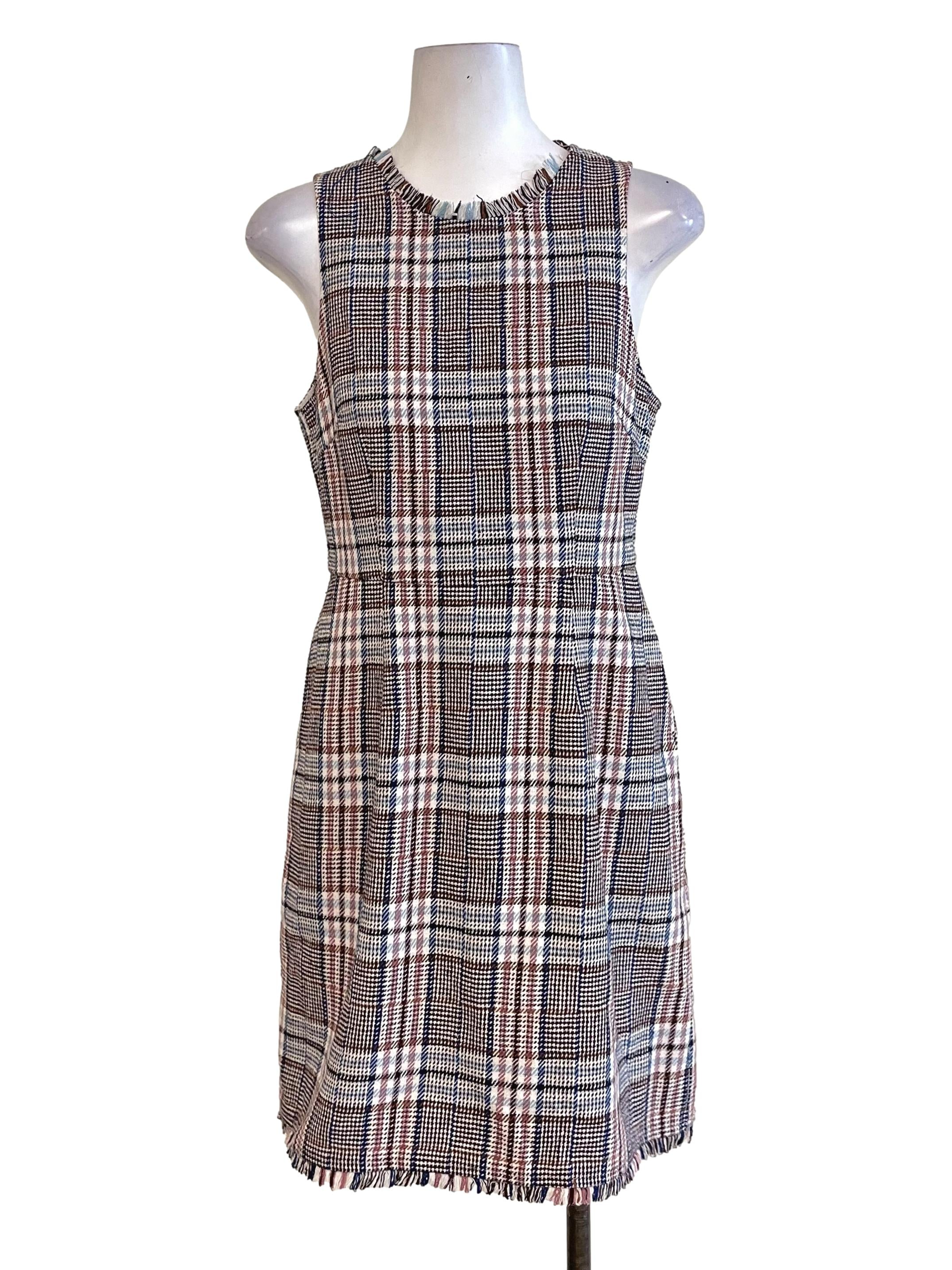 Brown Tartan Fuzzy Slip Dress LB