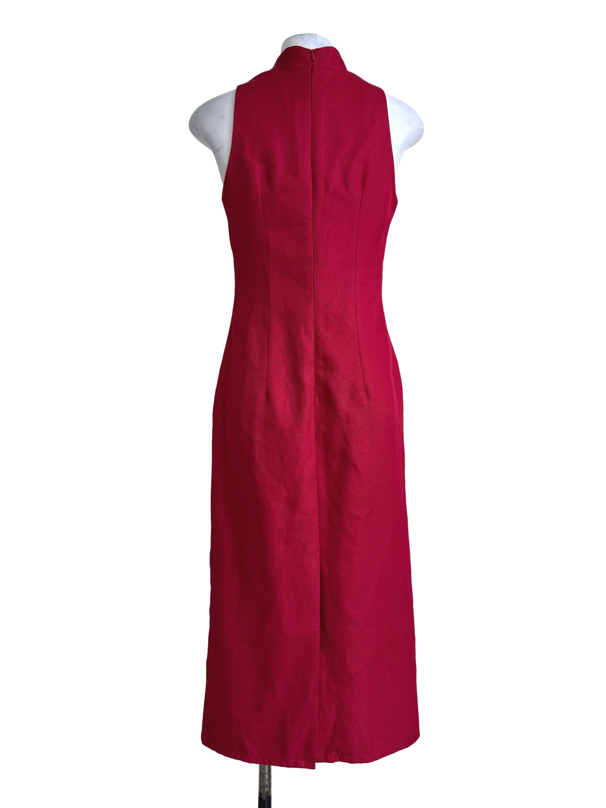 Blossom Red Mandarin Collar Dress