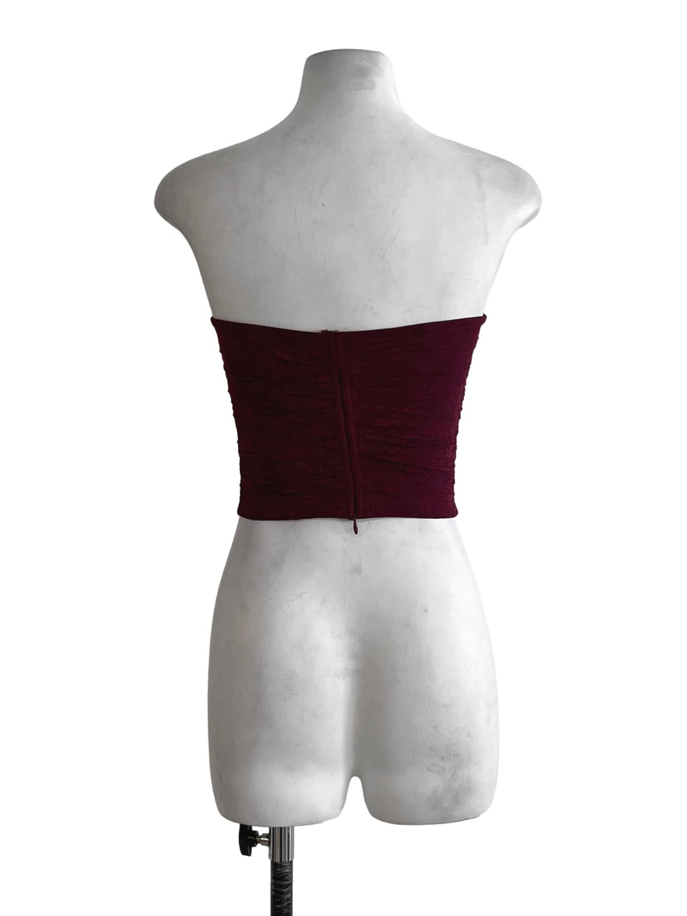 Wine Red Lace Cropped Top
