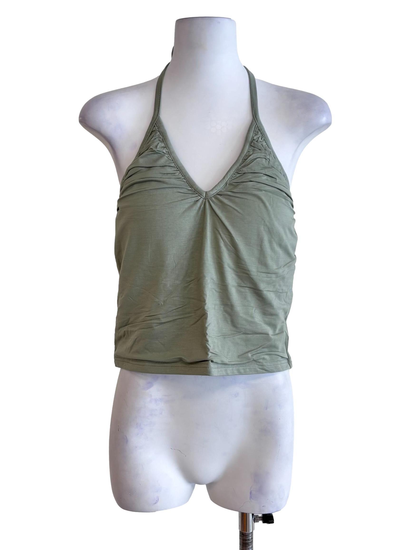 Green Celestine Ruched Halter Padded Top