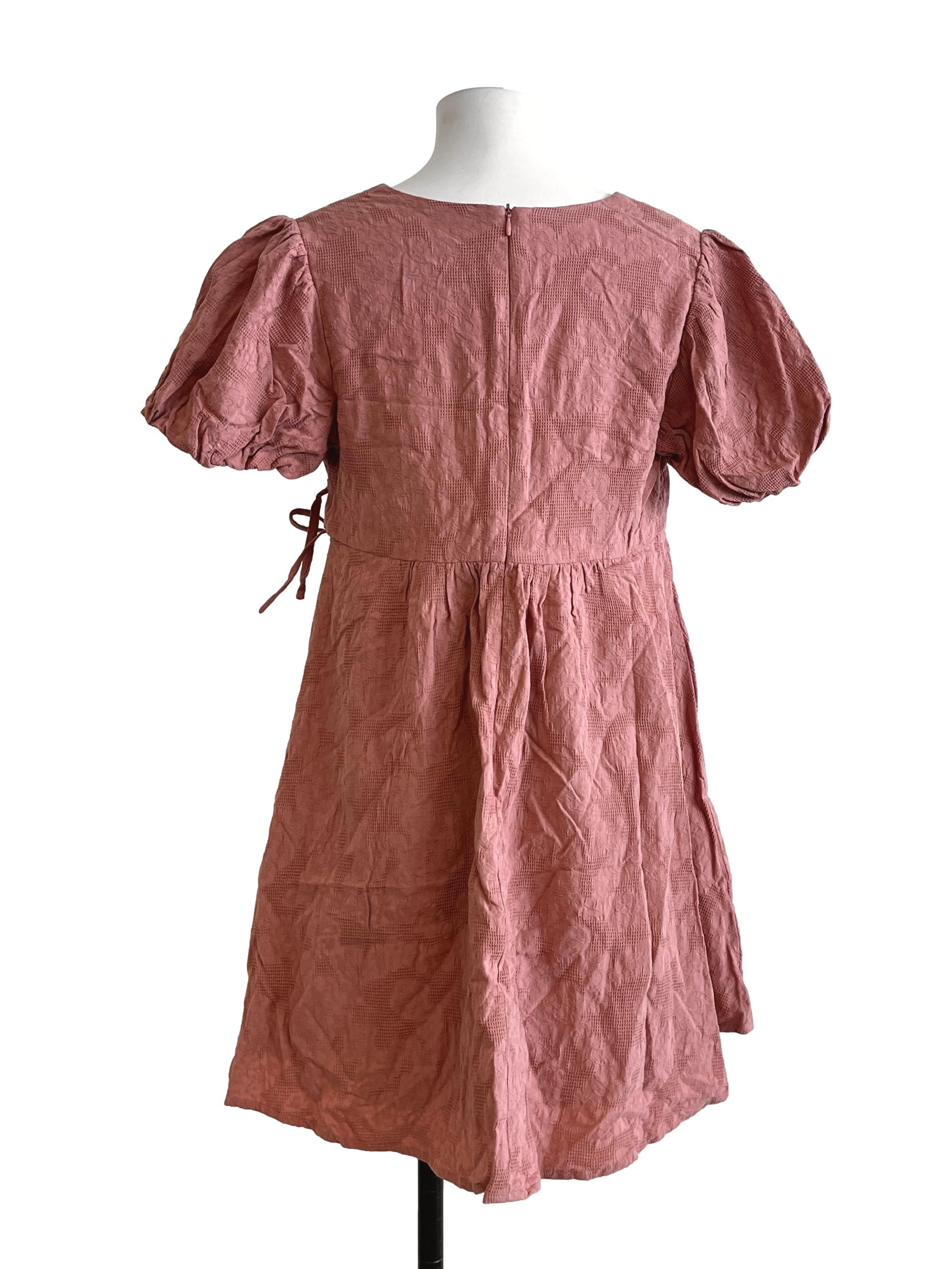 Peach Pink V-Neck Mini Dress