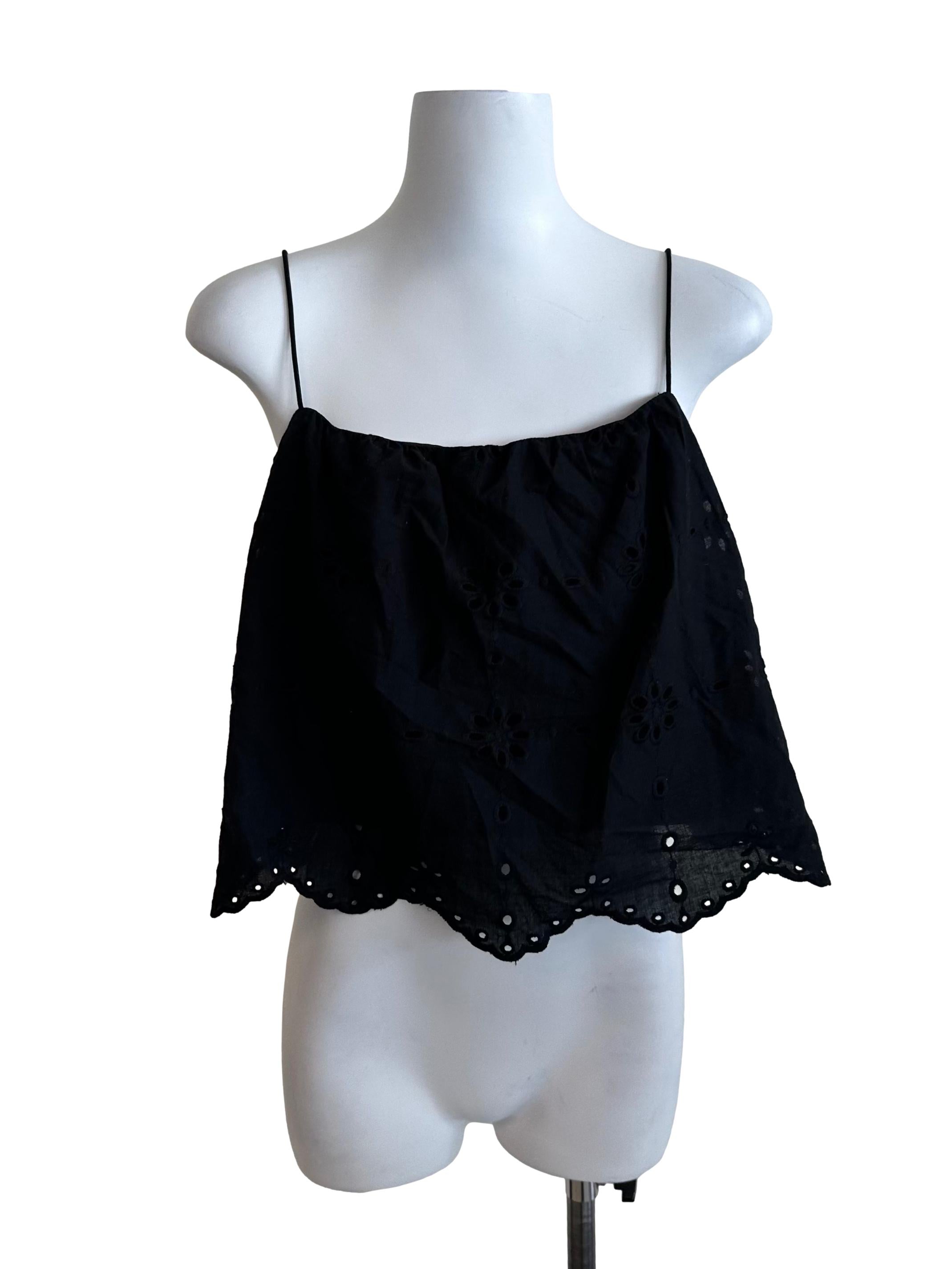 Raven Black Eyelet Embroidery Babydoll Top