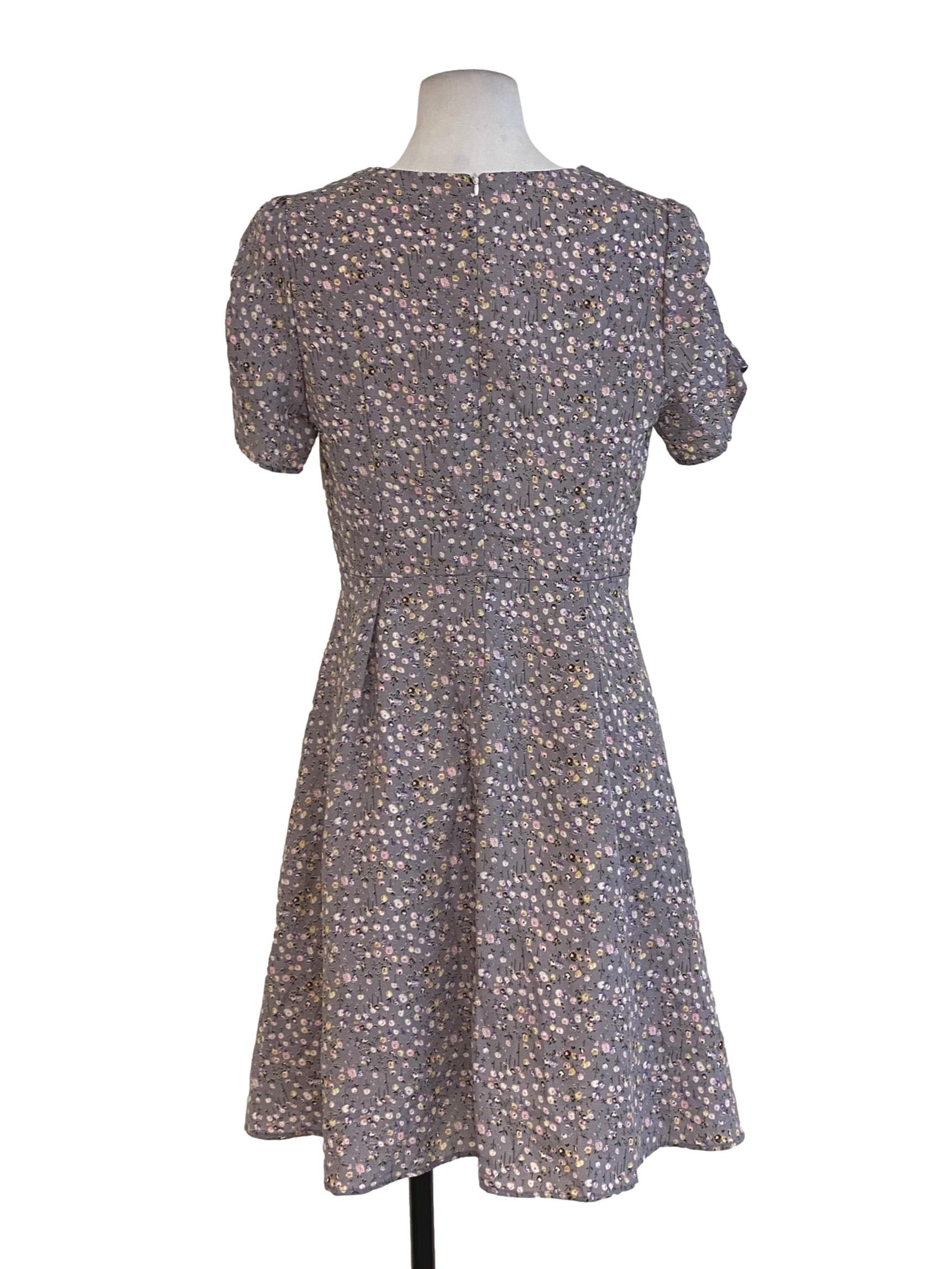 Purple Floral A Line Dress
