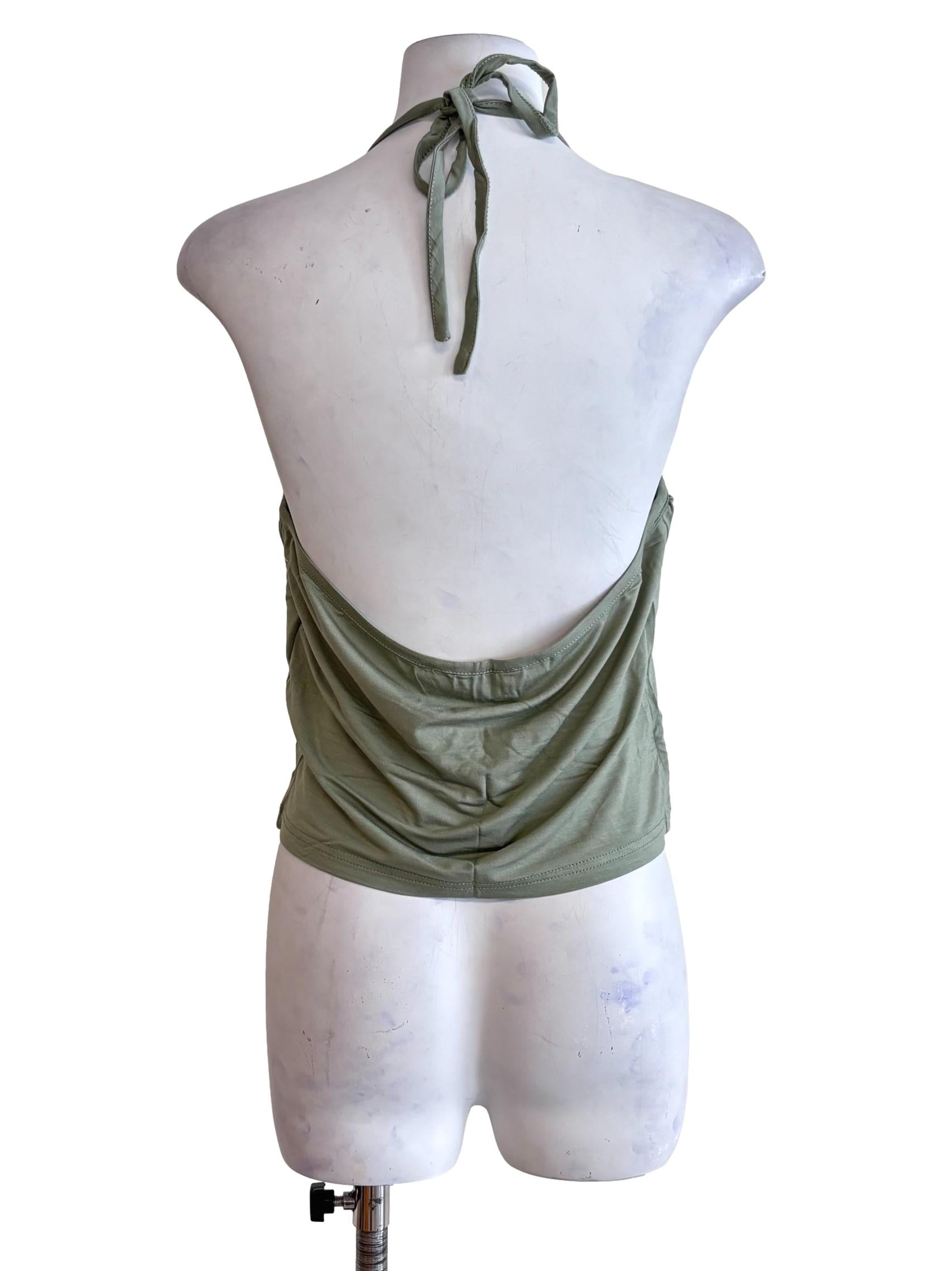 Green Celestine Ruched Halter Padded Top
