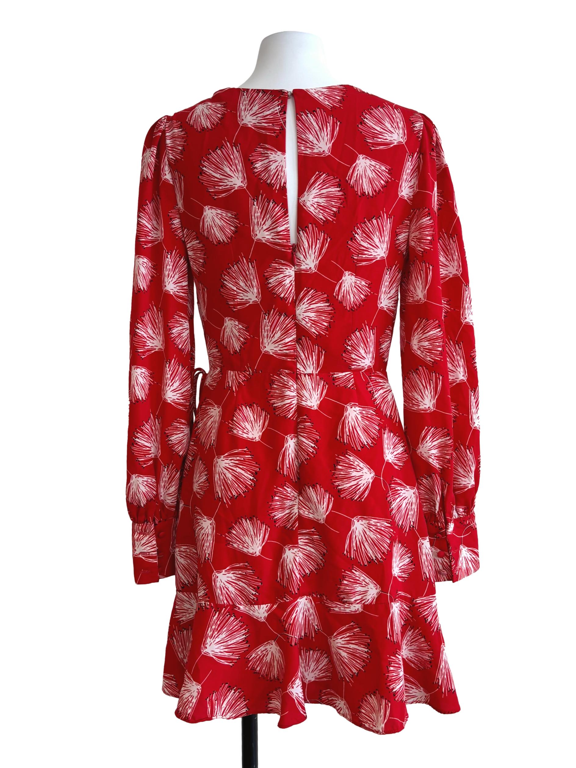Candy Red Patterned Drape Mini Dress