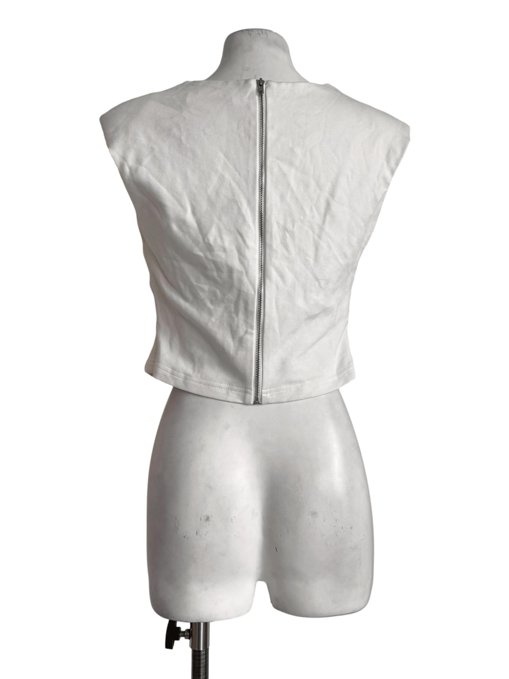Powder White Padded Shoulder Top