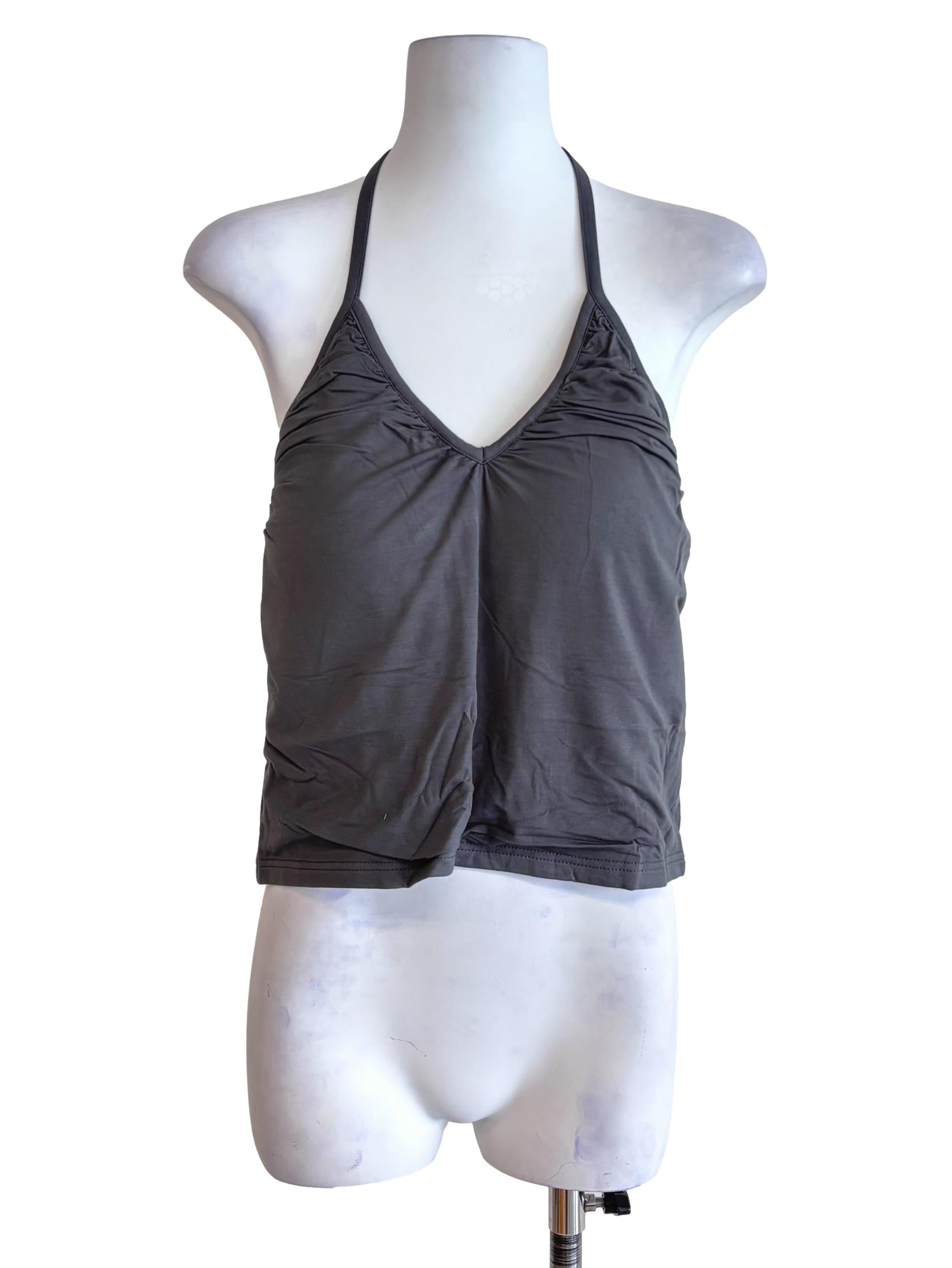 Grey Celestine Ruched Halter Padded Top