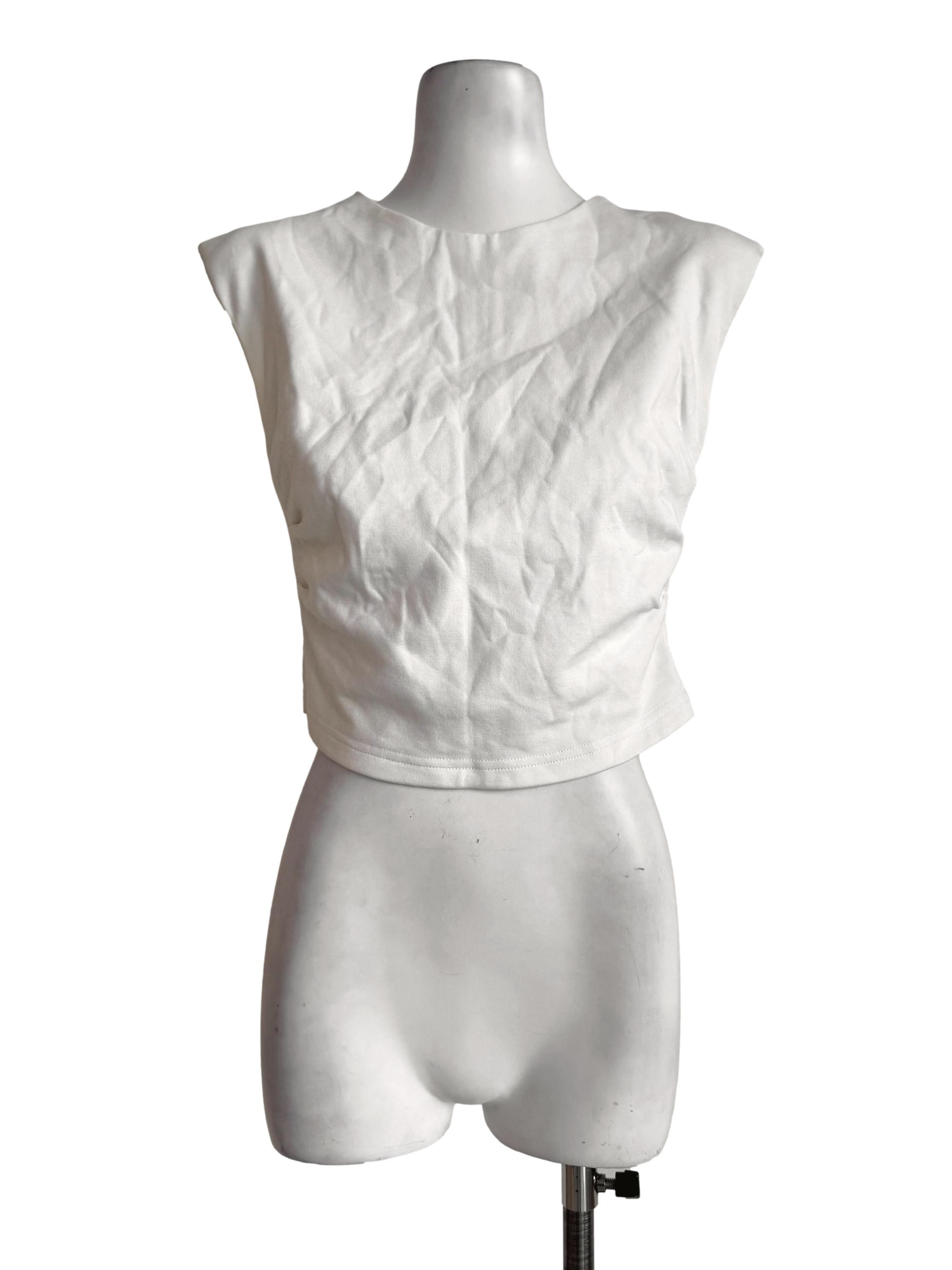 Powder White Padded Shoulder Top