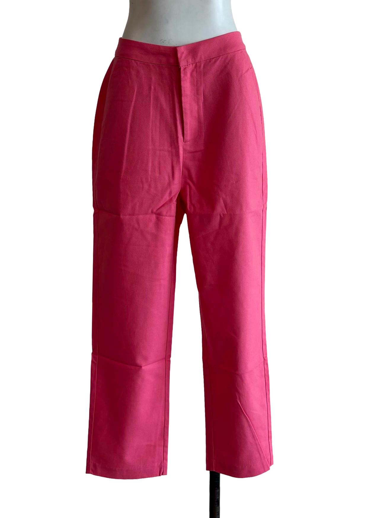Pink Linen Slim Fit Pants