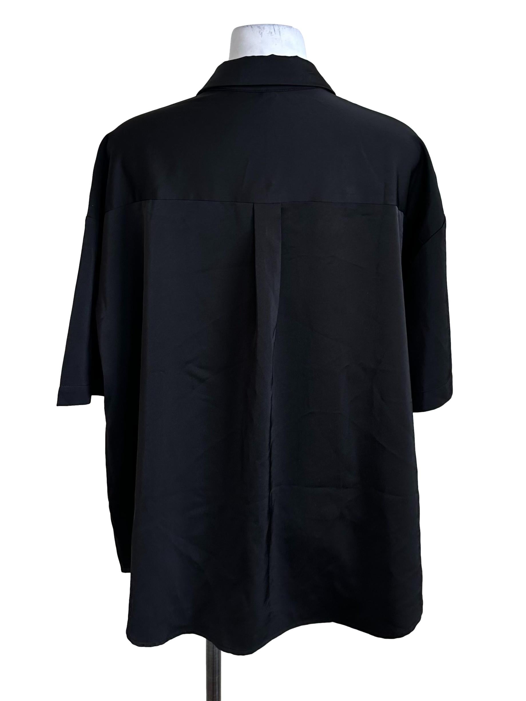 Onyx Black Collar Short Sleeve Top