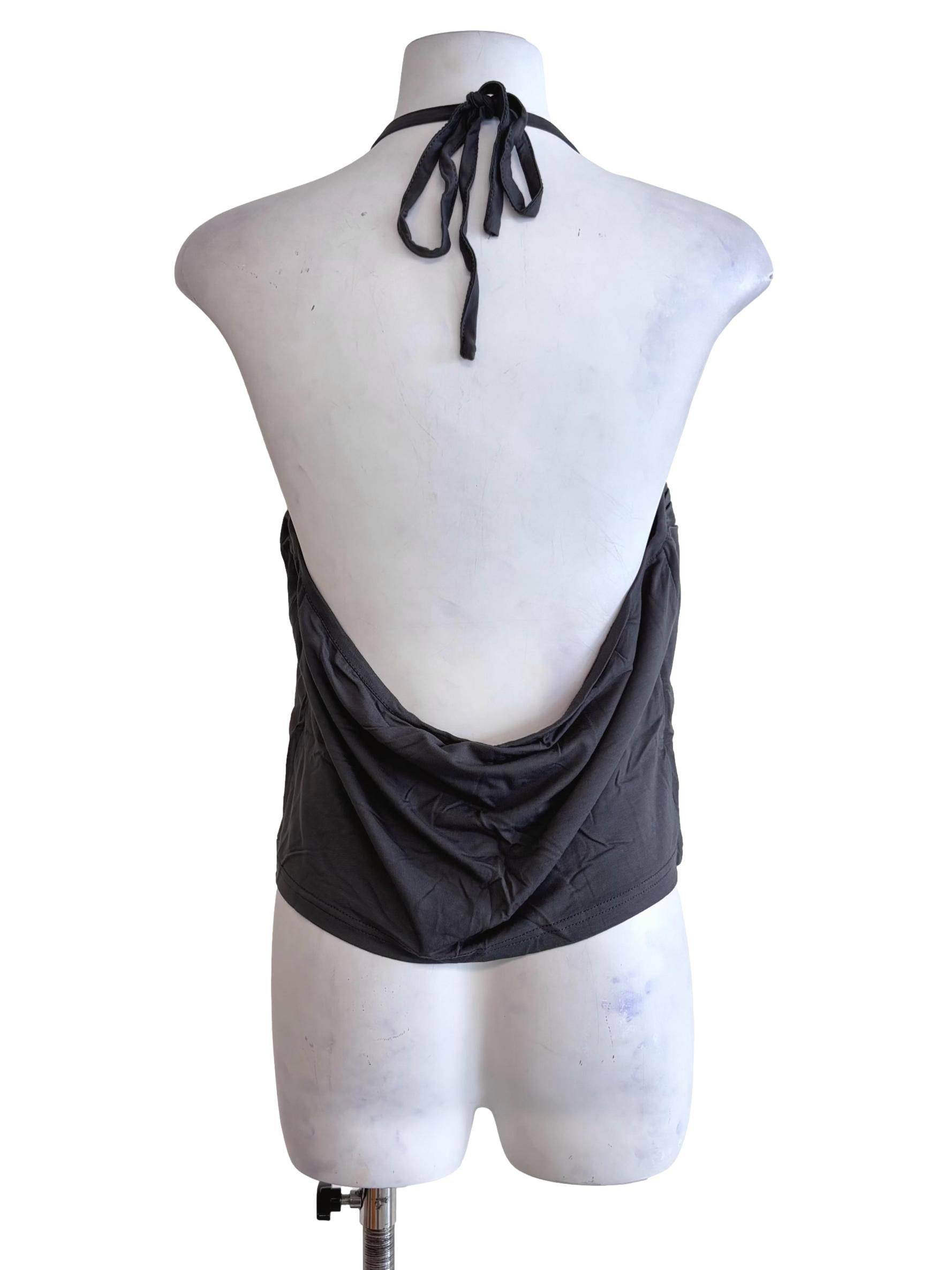 Grey Celestine Ruched Halter Padded Top