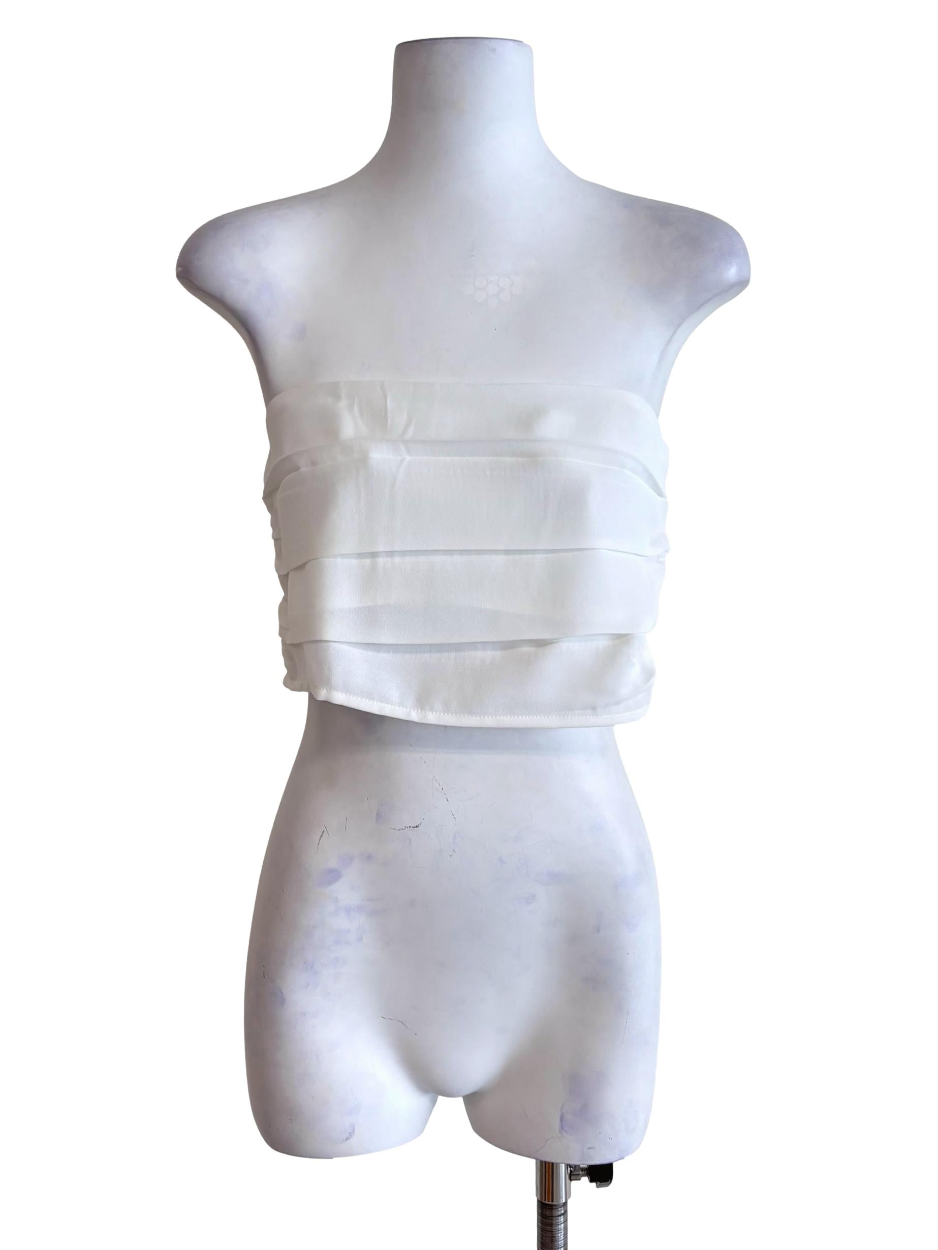 White Ellena Ruched Tube Top