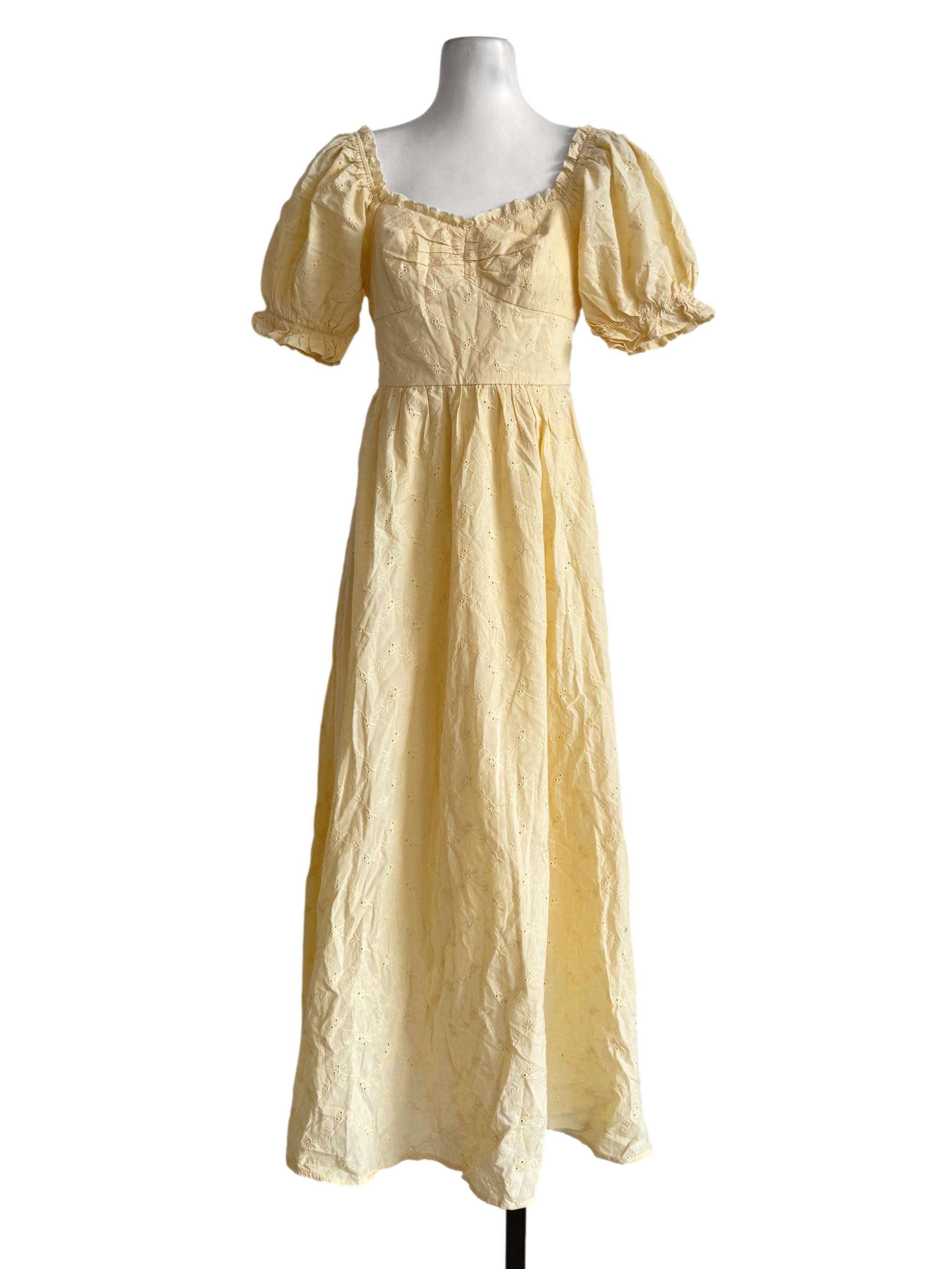 Butter Yellow Eyelet Dress