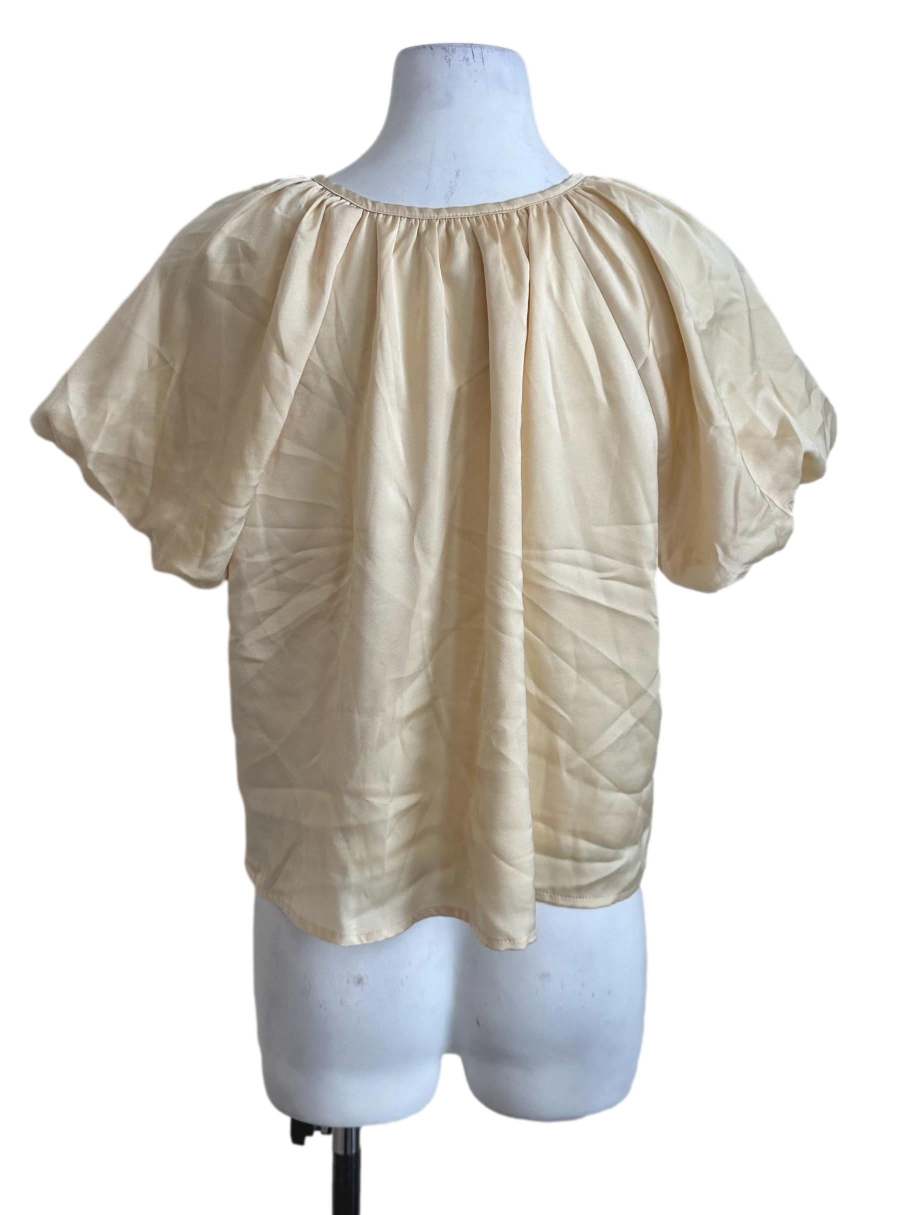 Parmesan Yellow Satin Puff Sleeve Top