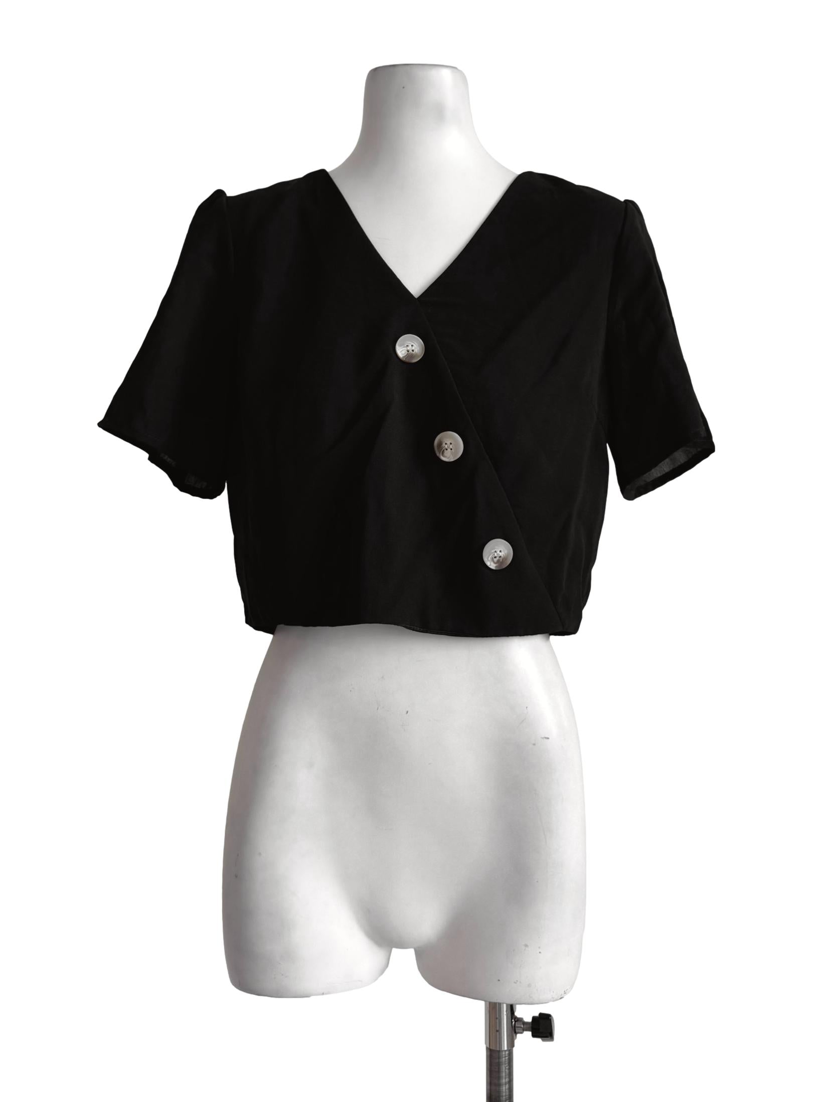 Path Black V Neck Top