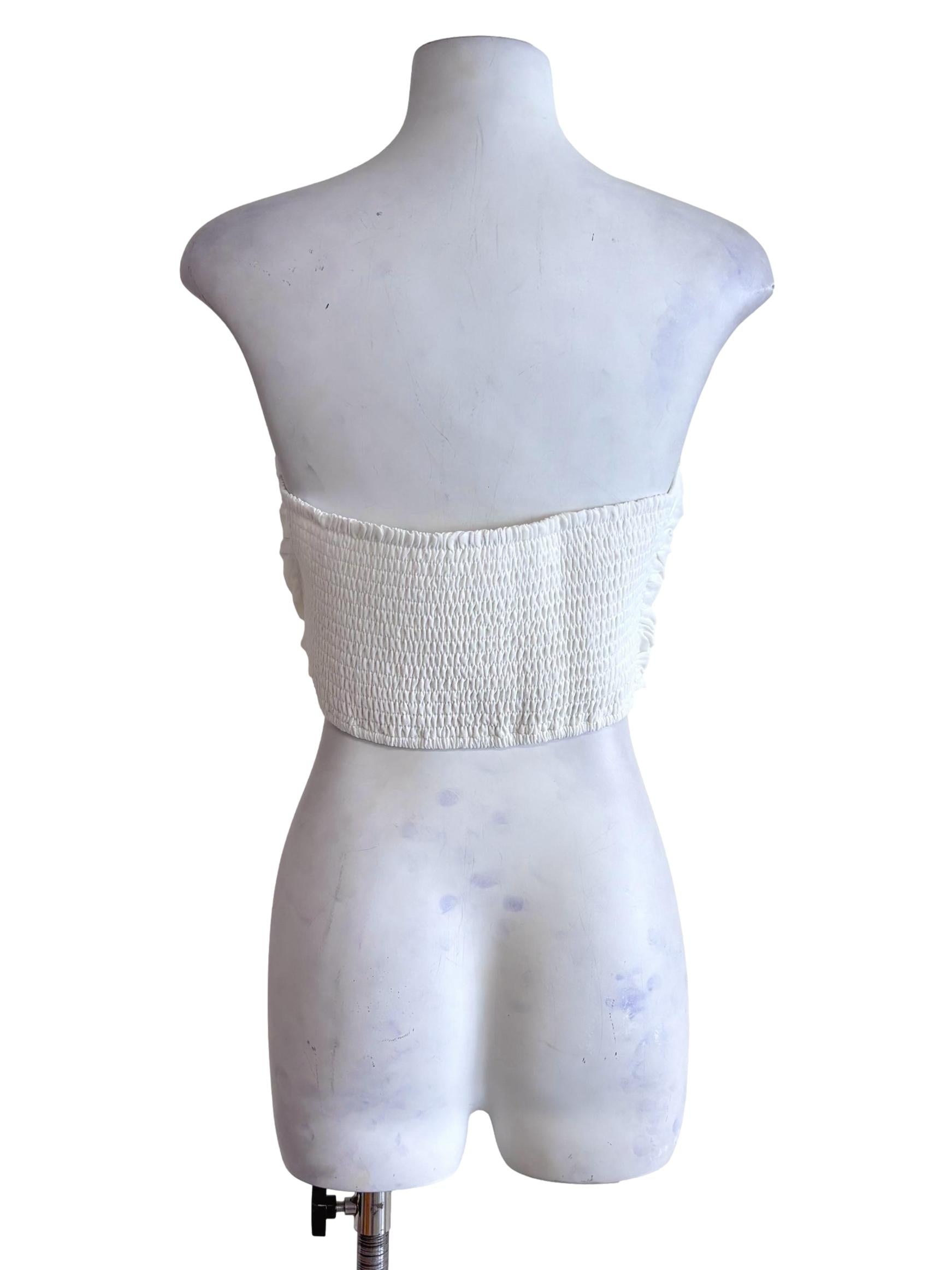 White Ellena Ruched Tube Top