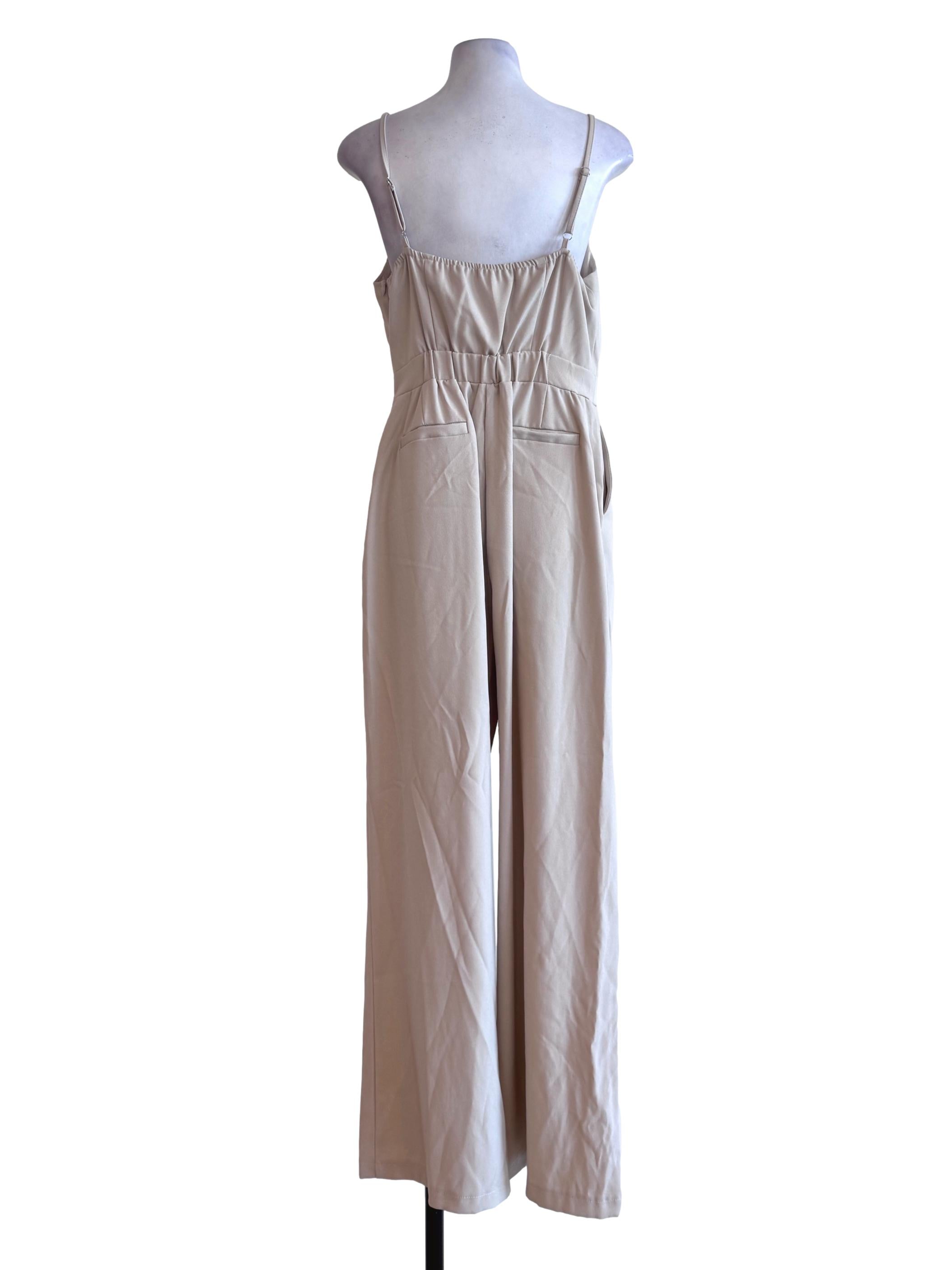 Tortilla Brown V Neck Jumpsuit