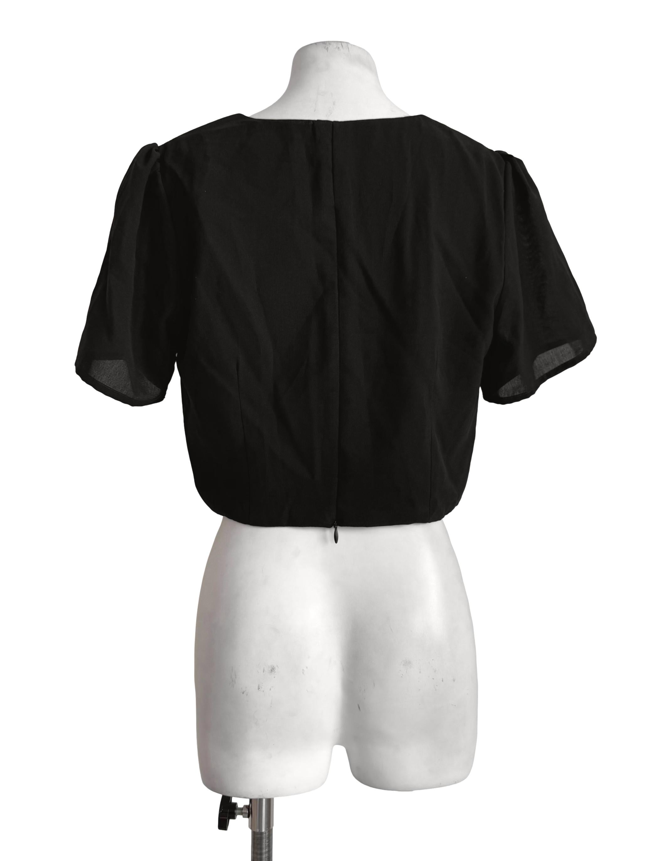 Path Black V Neck Top
