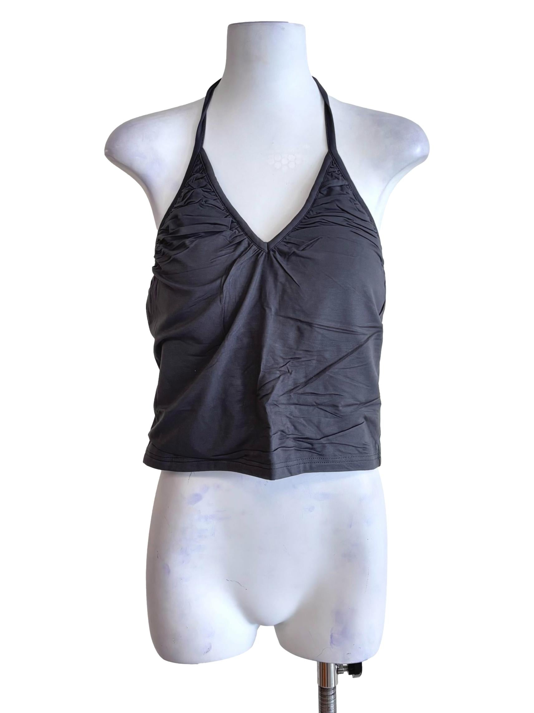 Grey Celestine Ruched Halter Padded Top