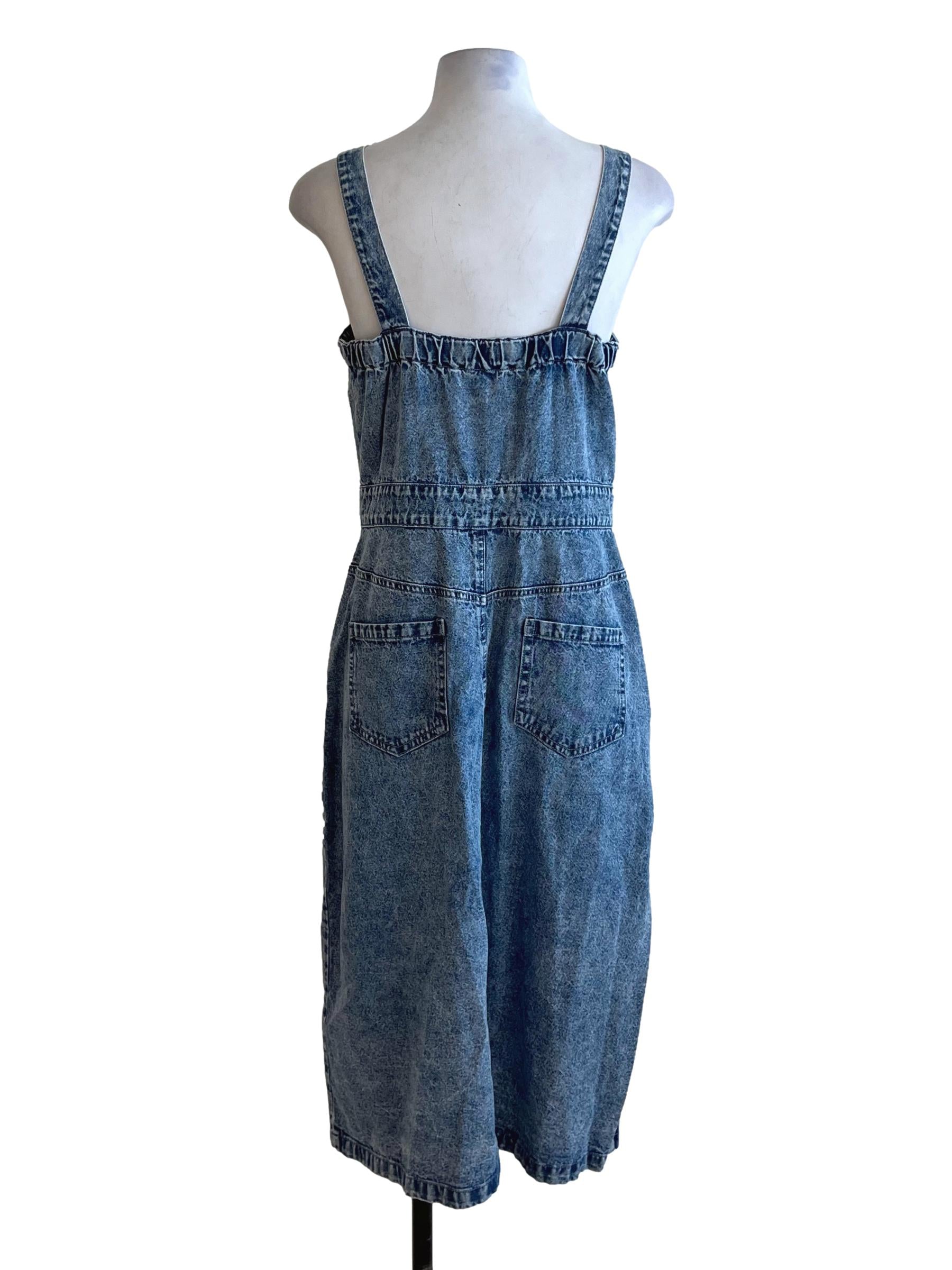 Blue Denim Plain A-Line Dress