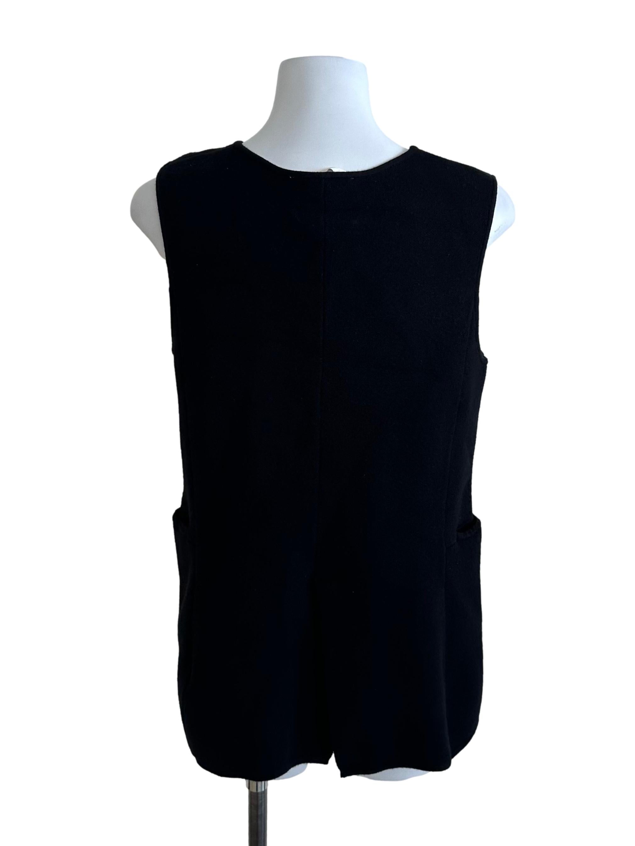 Rich Black Knit Button Vest