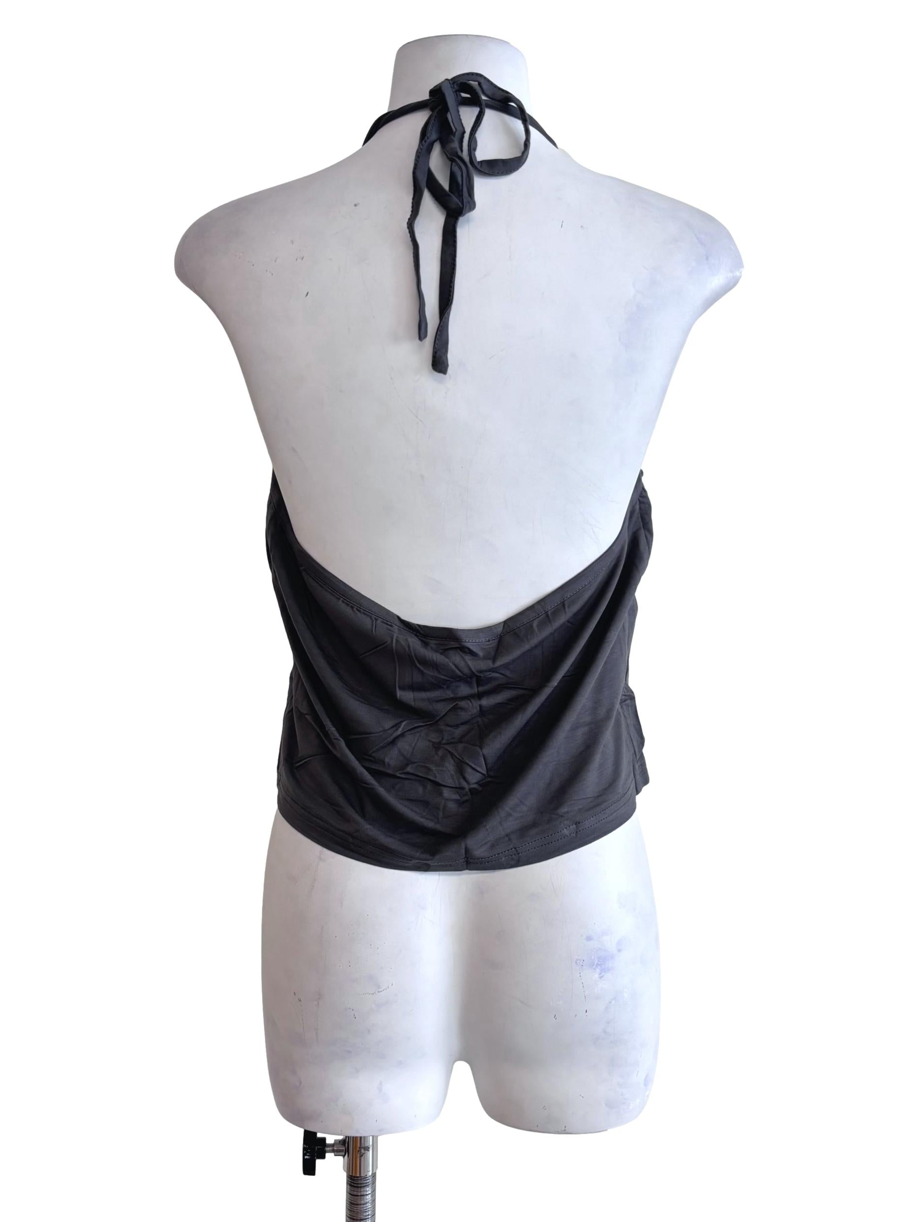 Grey Celestine Ruched Halter Padded Top