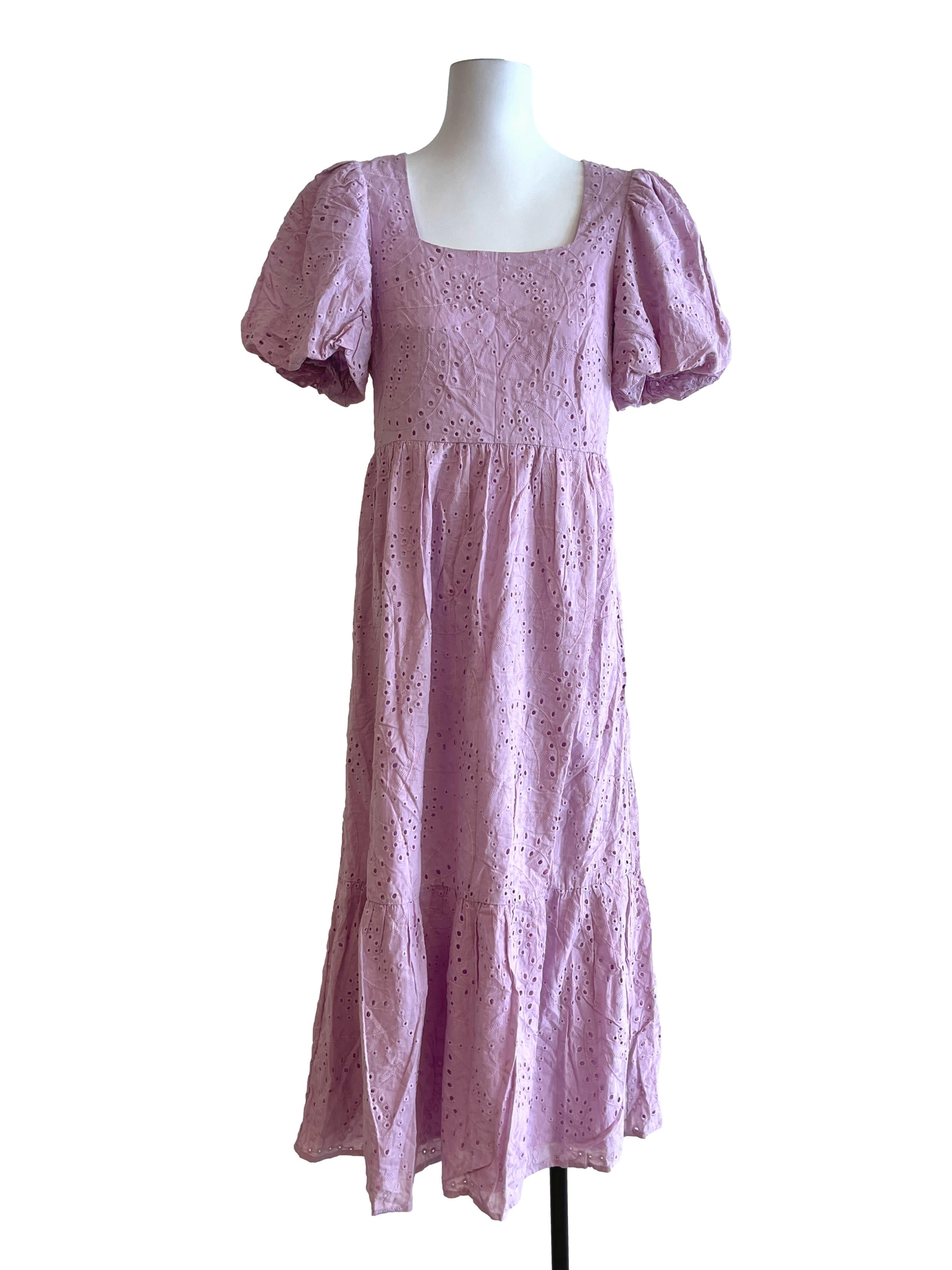 Lavender Purple Square Shirt Sleeve Dress