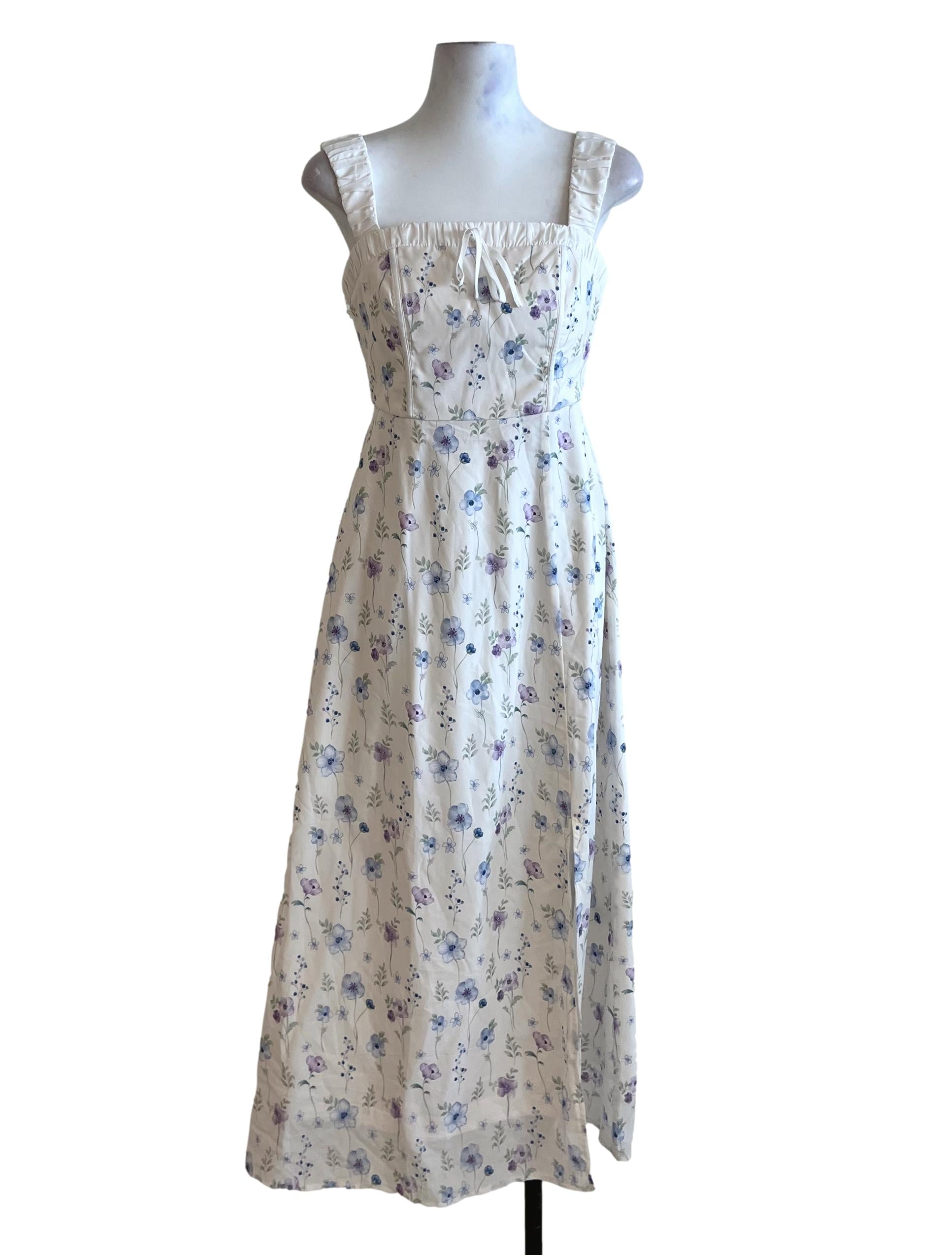 White Floral A-Line Dress