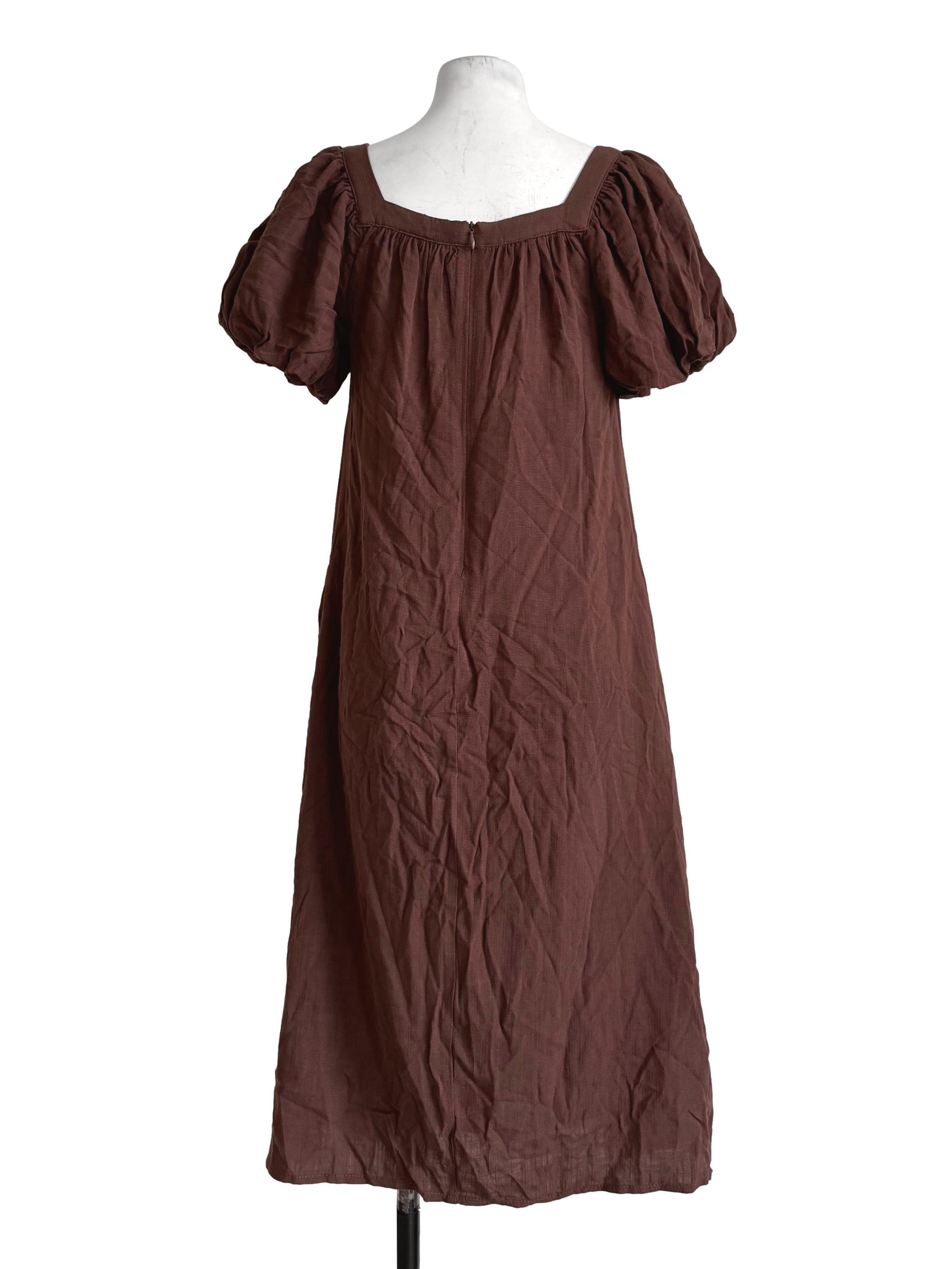 Dark Chocolate Bubble Sleeve Dress