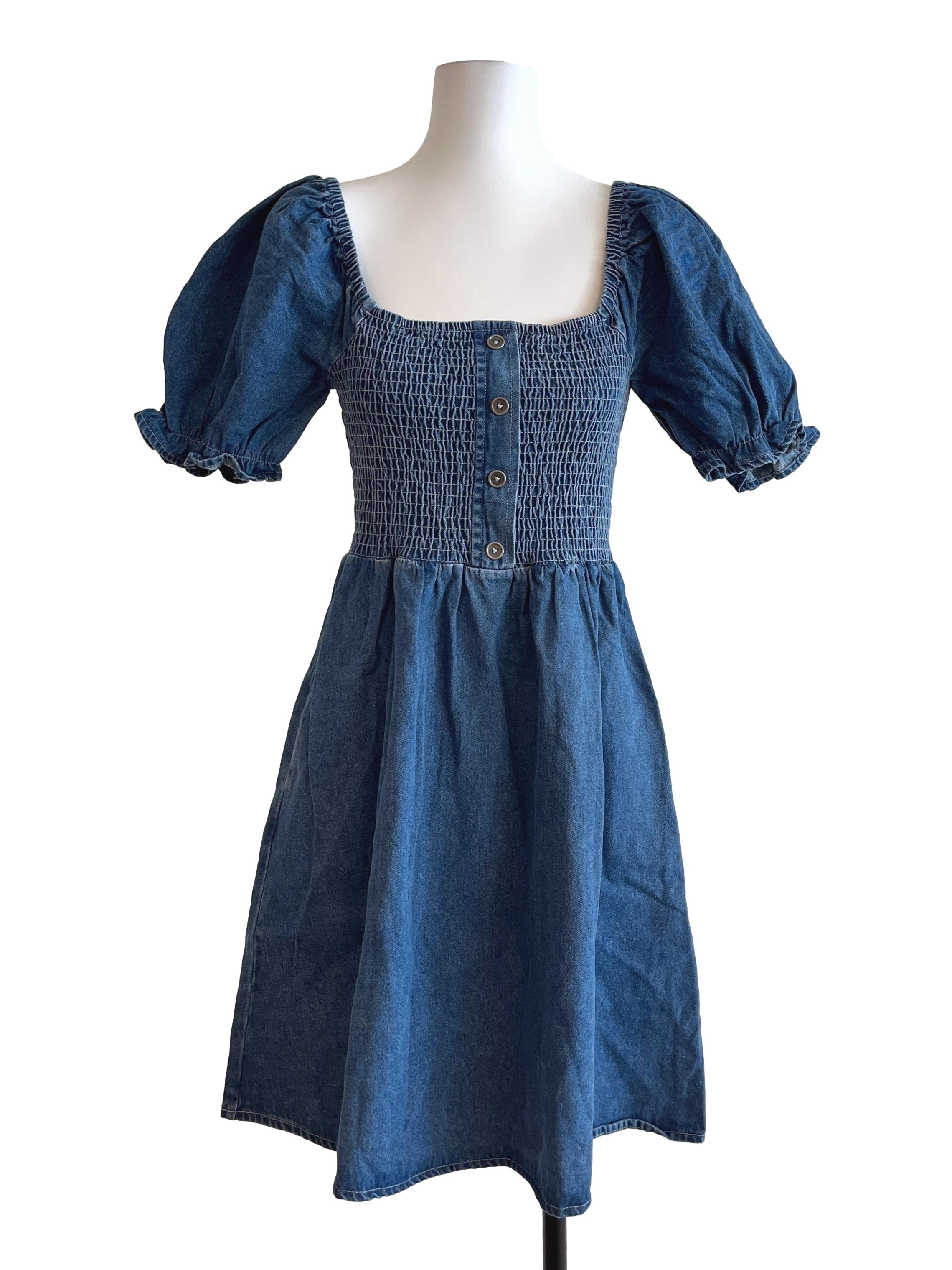 Denim Blue Wash Square Mini Dress