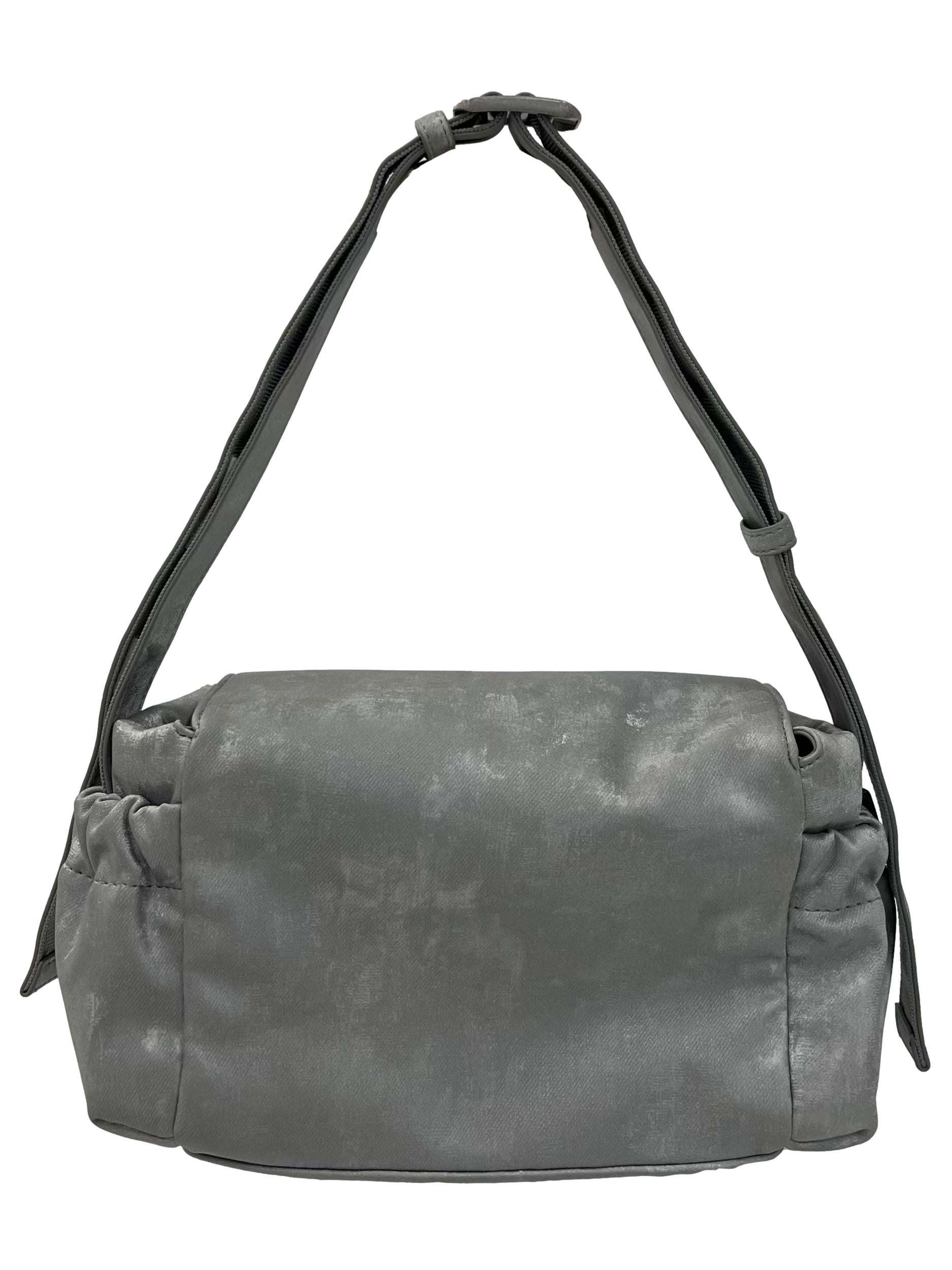 Silver Textured Shoulder Bag With Adjustable Straps CSN