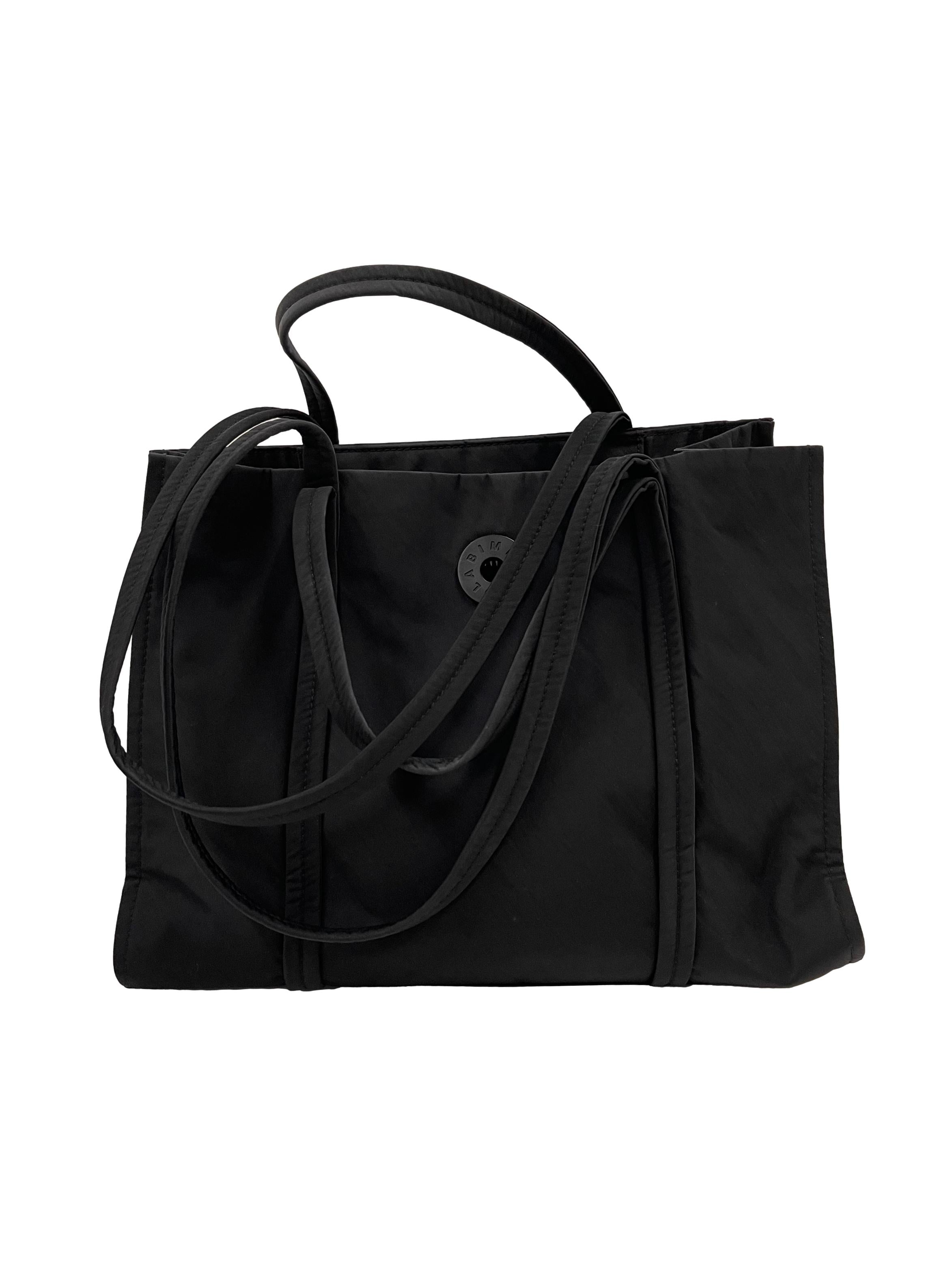 Black Nylon Shopper Bag