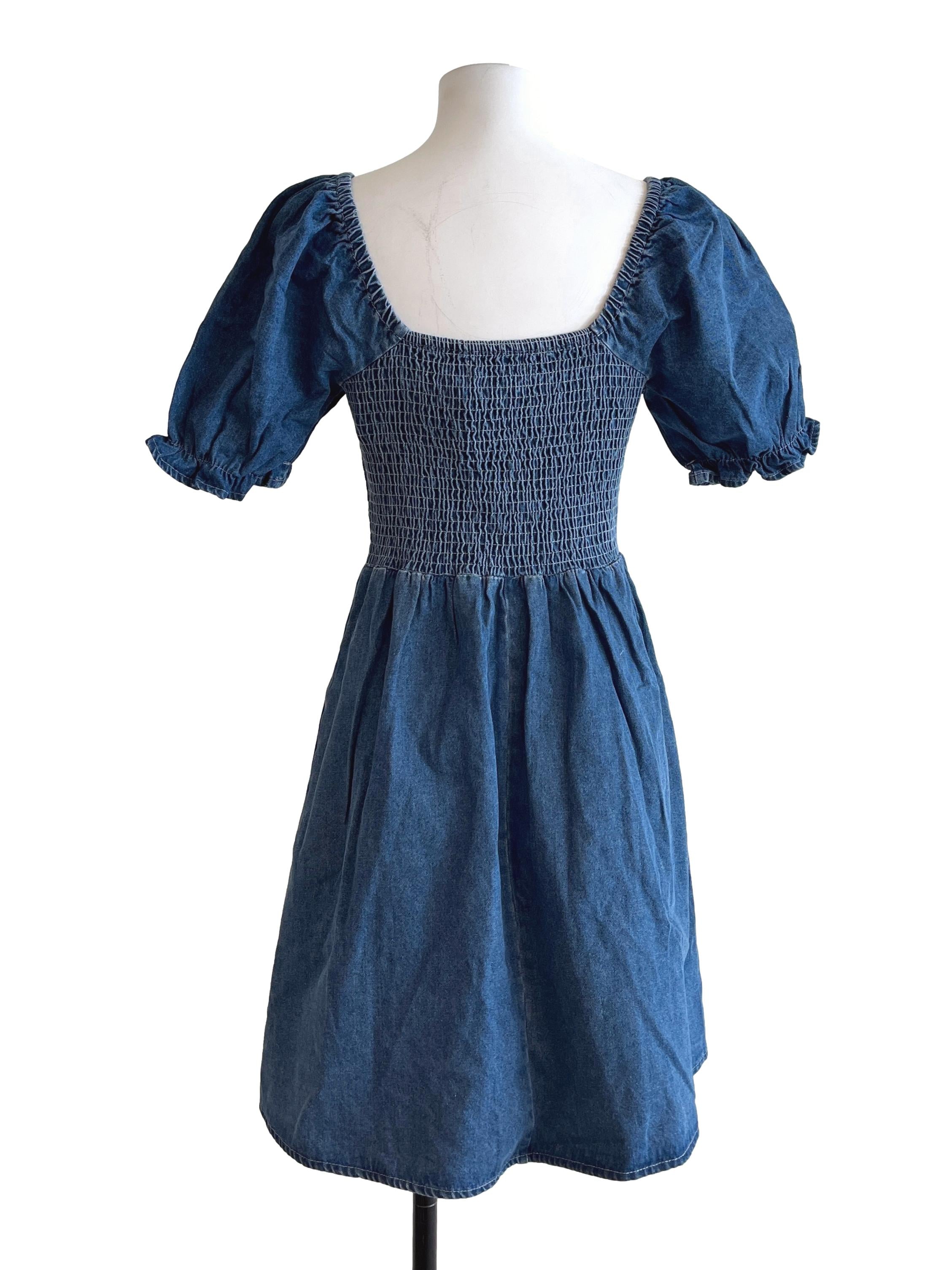 Denim Blue Wash Square Mini Dress