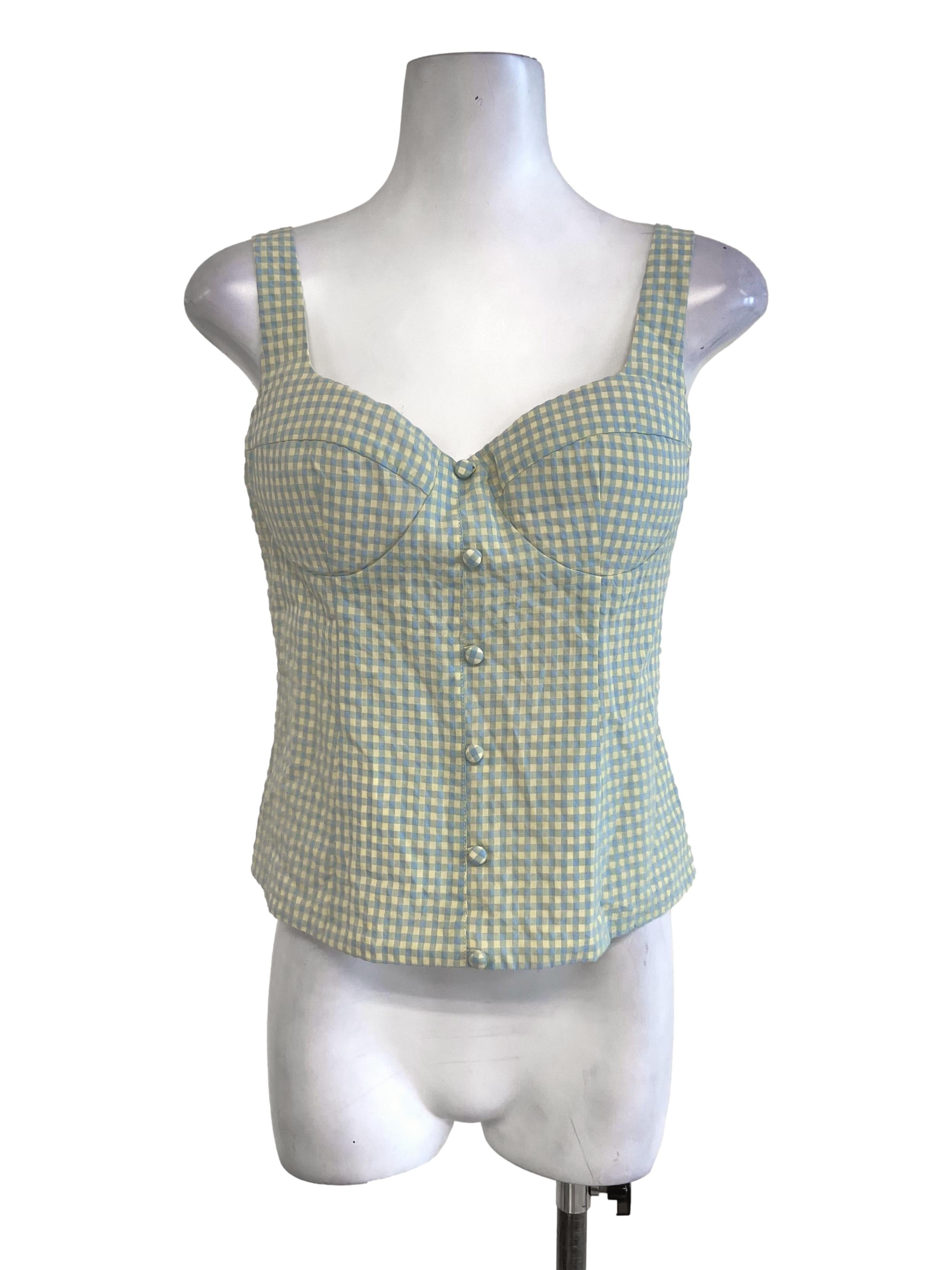 Pastel Blue Gingham Bustier Top LB