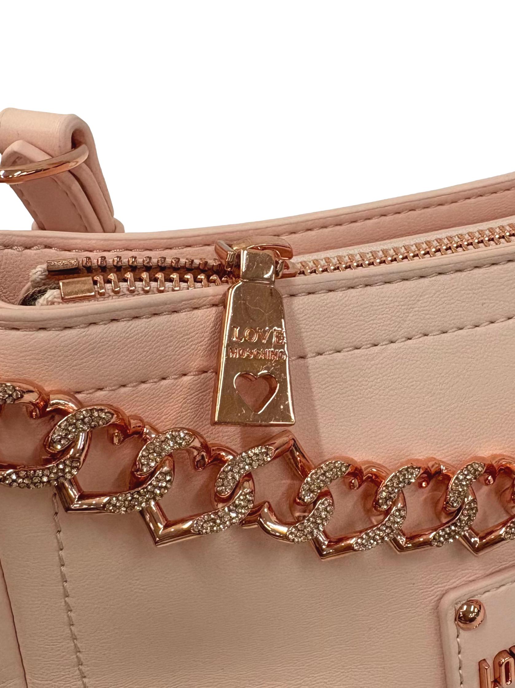 Pink Leather Strass Chain Handbag CSN