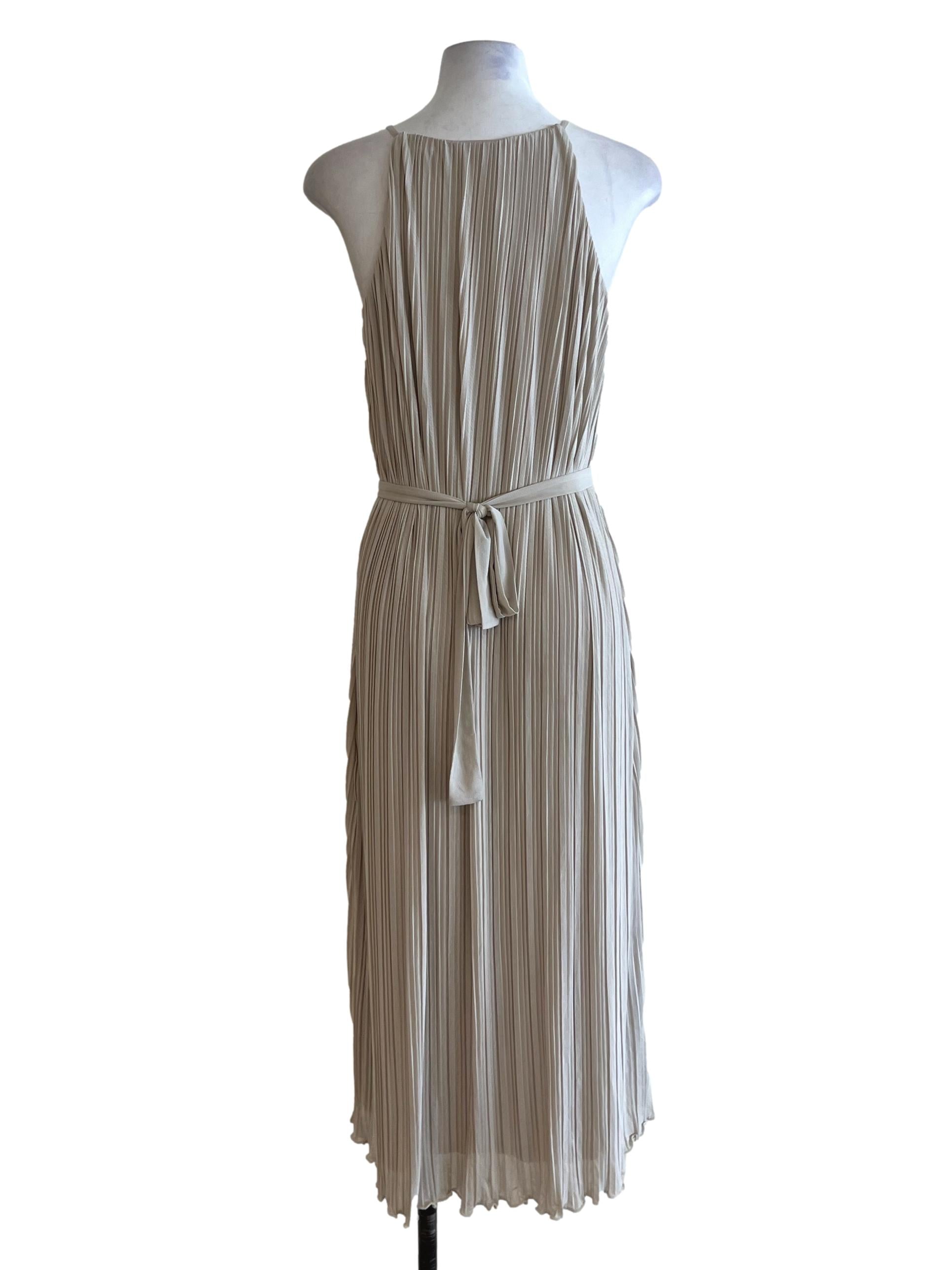 Beige Jewel Neckline Shift Dress