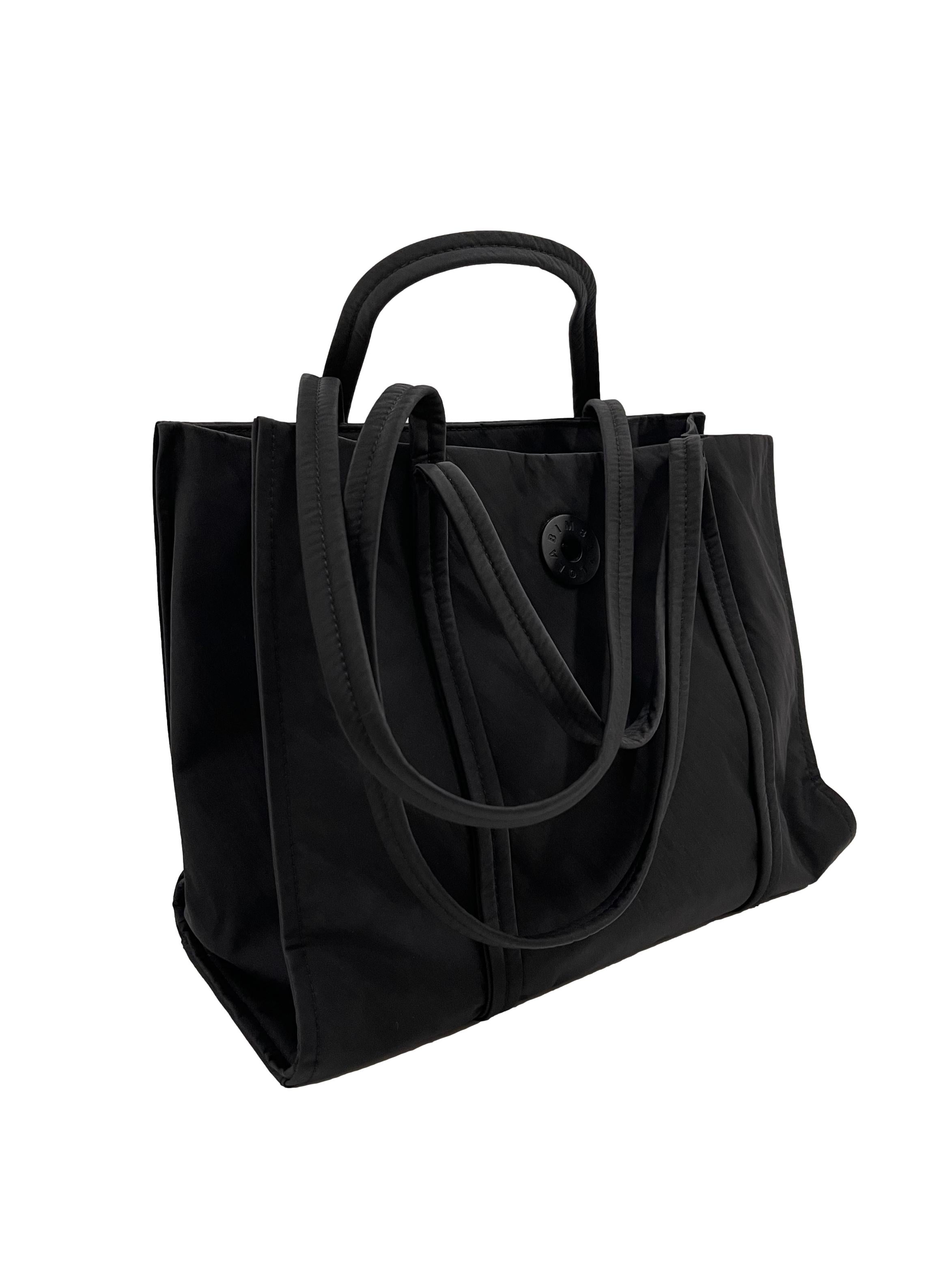 Black Nylon Shopper Bag