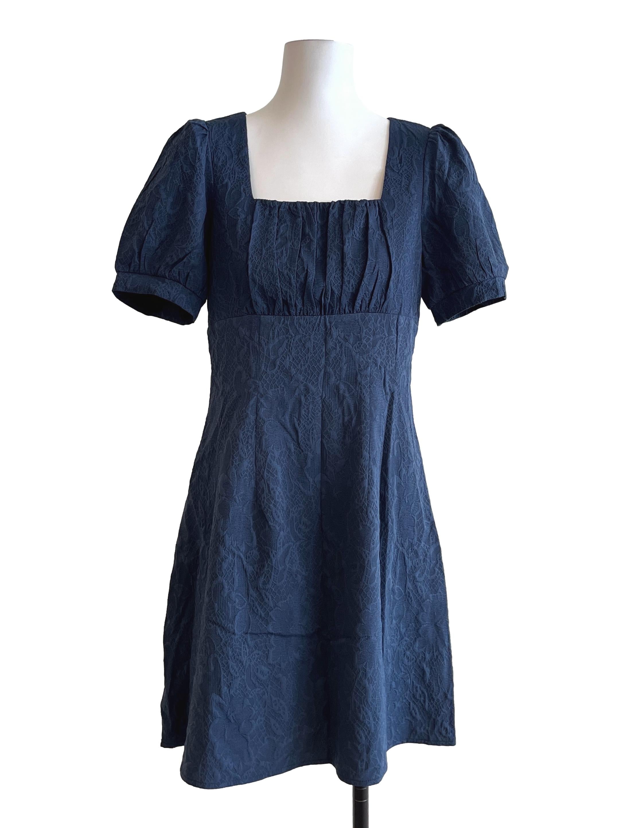 Indigo Blue Square Mini Dress