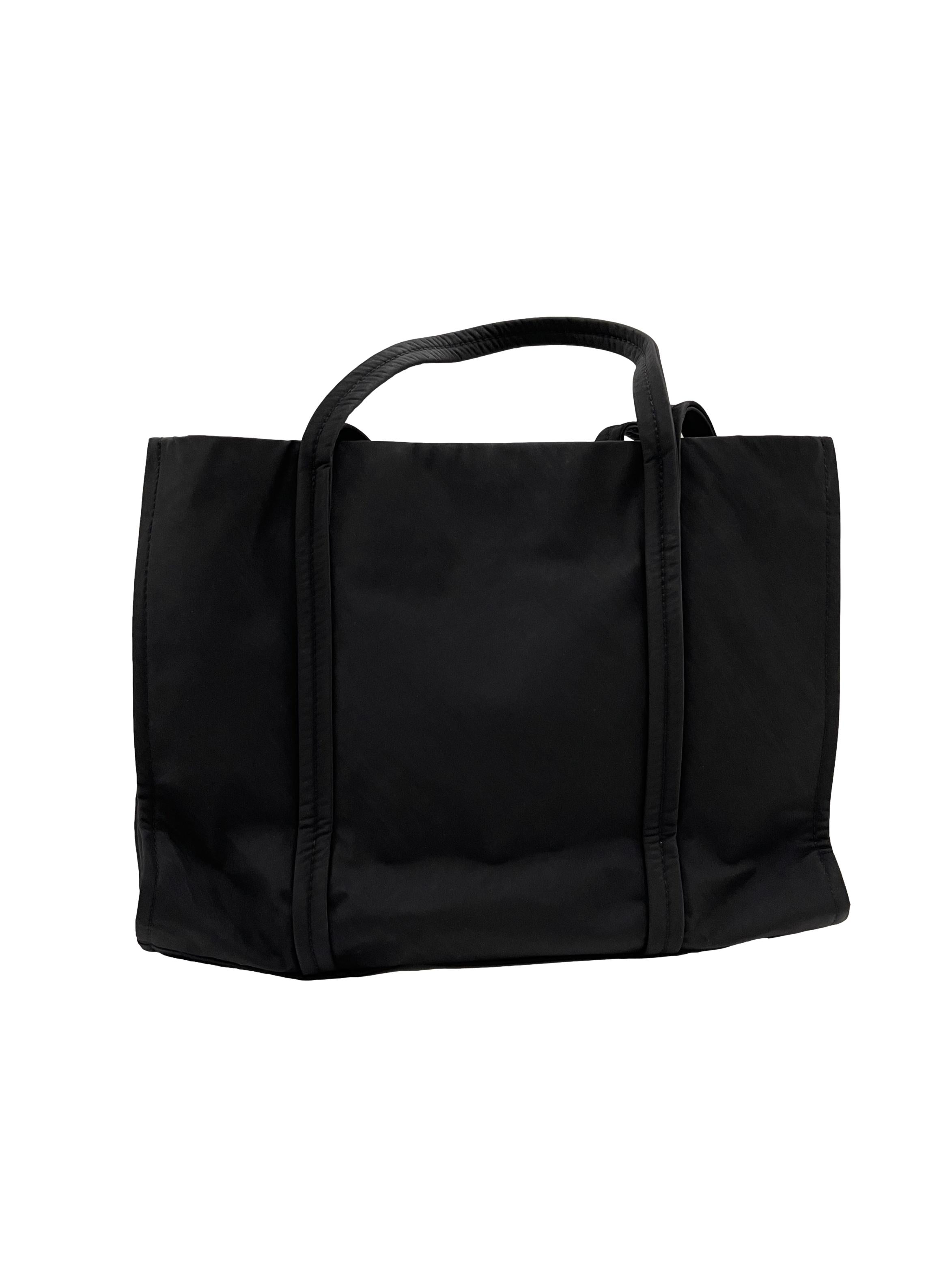 Black Nylon Shopper Bag